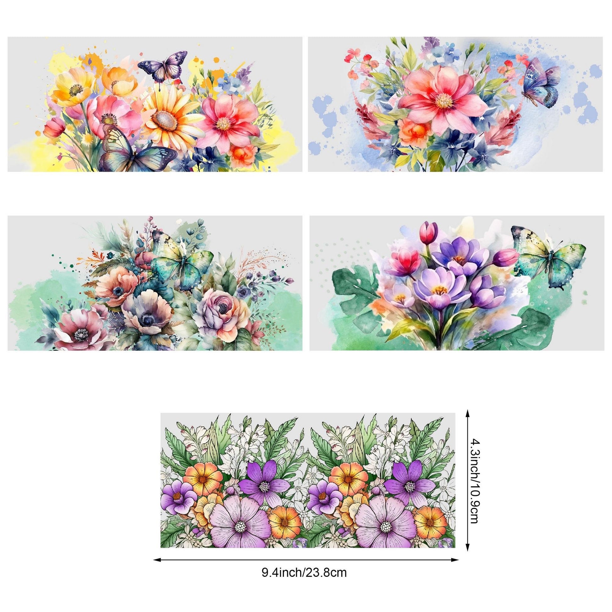5 sheet of plant UV transfer waterproof self-adhesive stickers for mugs water bottlesng, 3d crystal labels waterproof and scratch-proof, DIY packaging transfer stickers glass cup stickers bottle stickers, no Dry adhesive stickers- high quality