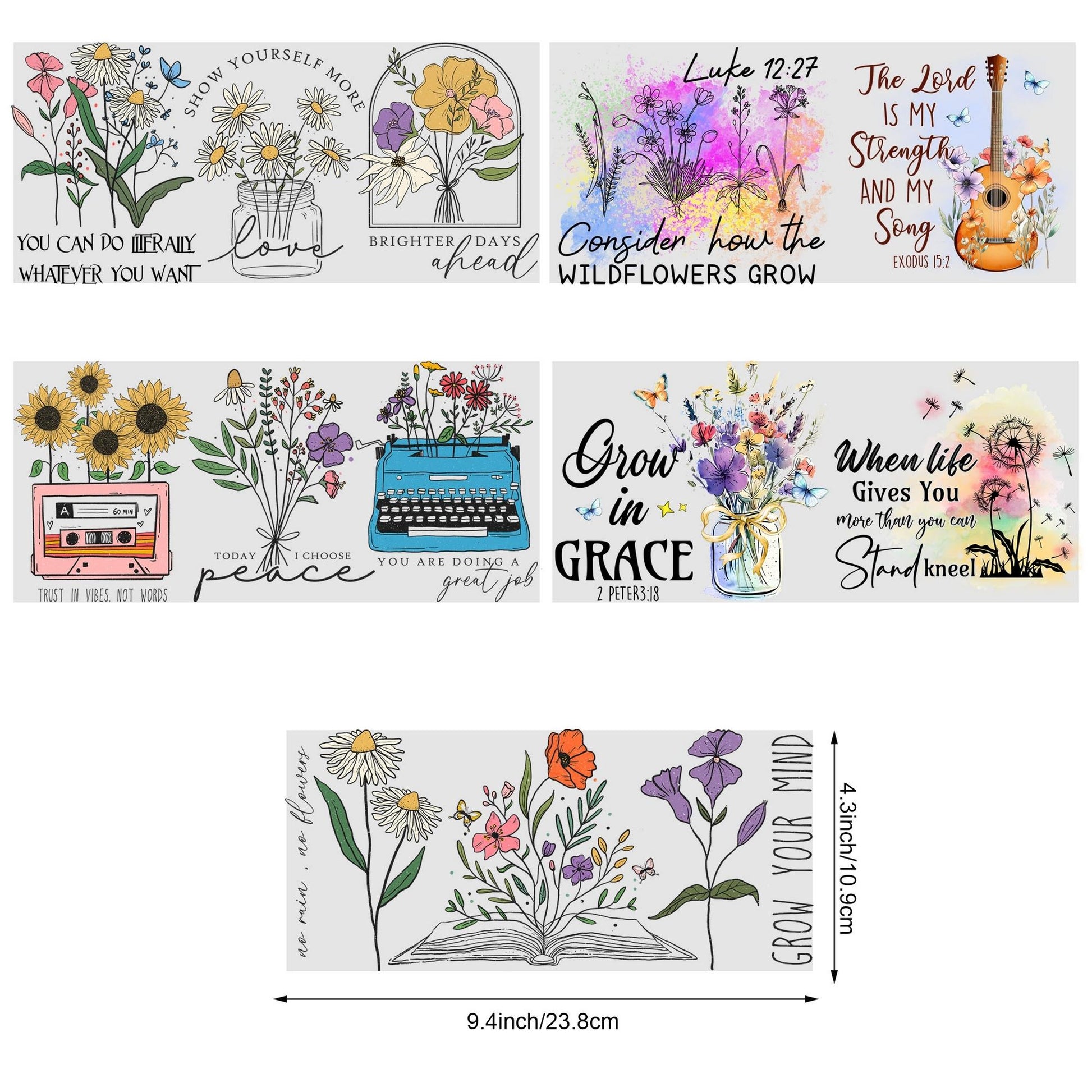 5 sheep Inspirational Books UV DTF Cup Wrap Transfer Stickers For Glass, Festival DTF Transfer Stickers For Crafting, Bible Verse Rub On Transfer Stickers For 16 Oz Glass,Mugs,Crafts,Furnitures