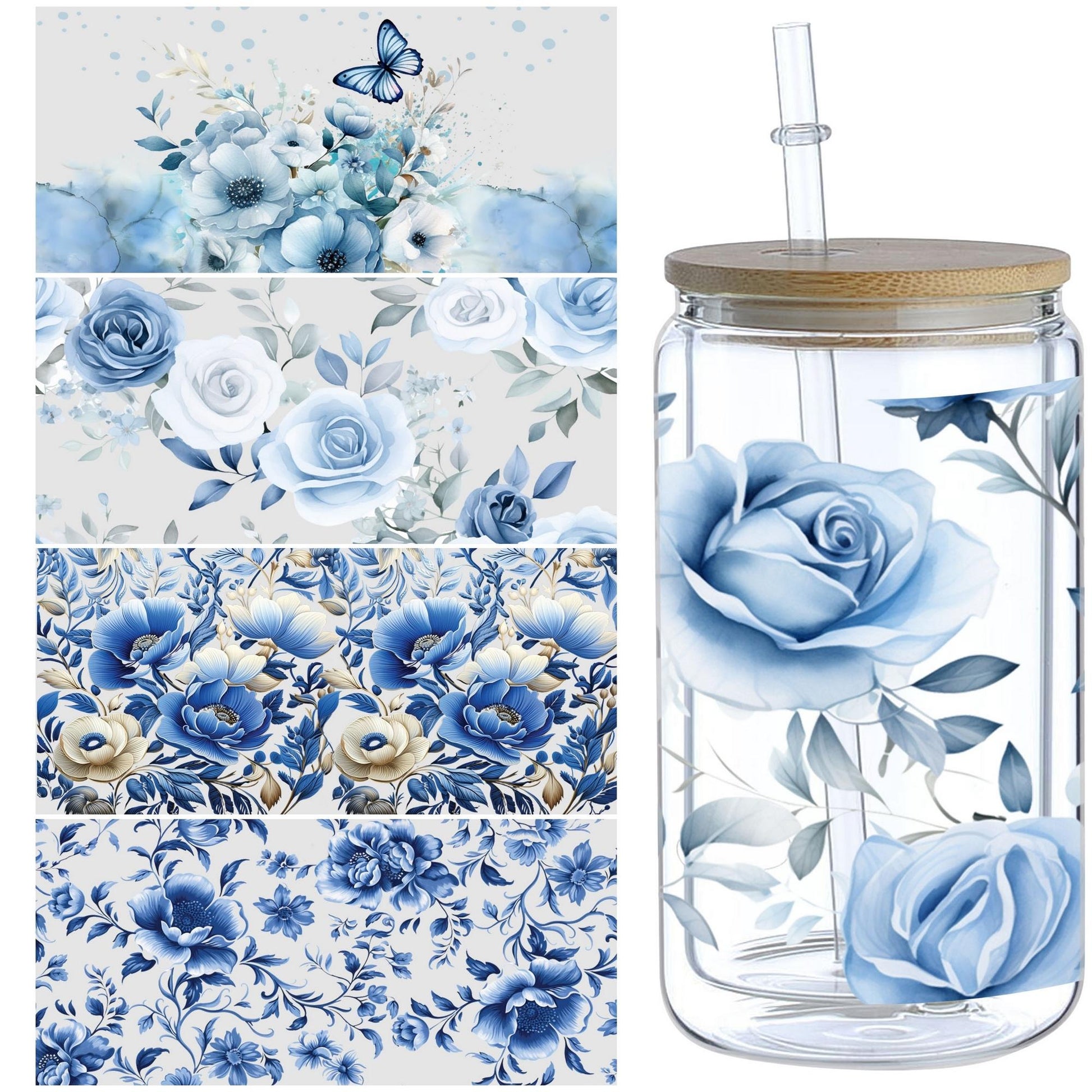 5 sheet of plant UV transfer waterproof self-adhesive stickers for mugs water bottlesng, 3d crystal labels waterproof and scratch-proof, DIY packaging transfer stickers glass cup stickers bottle stickers, no Dry adhesive stickers- high quality