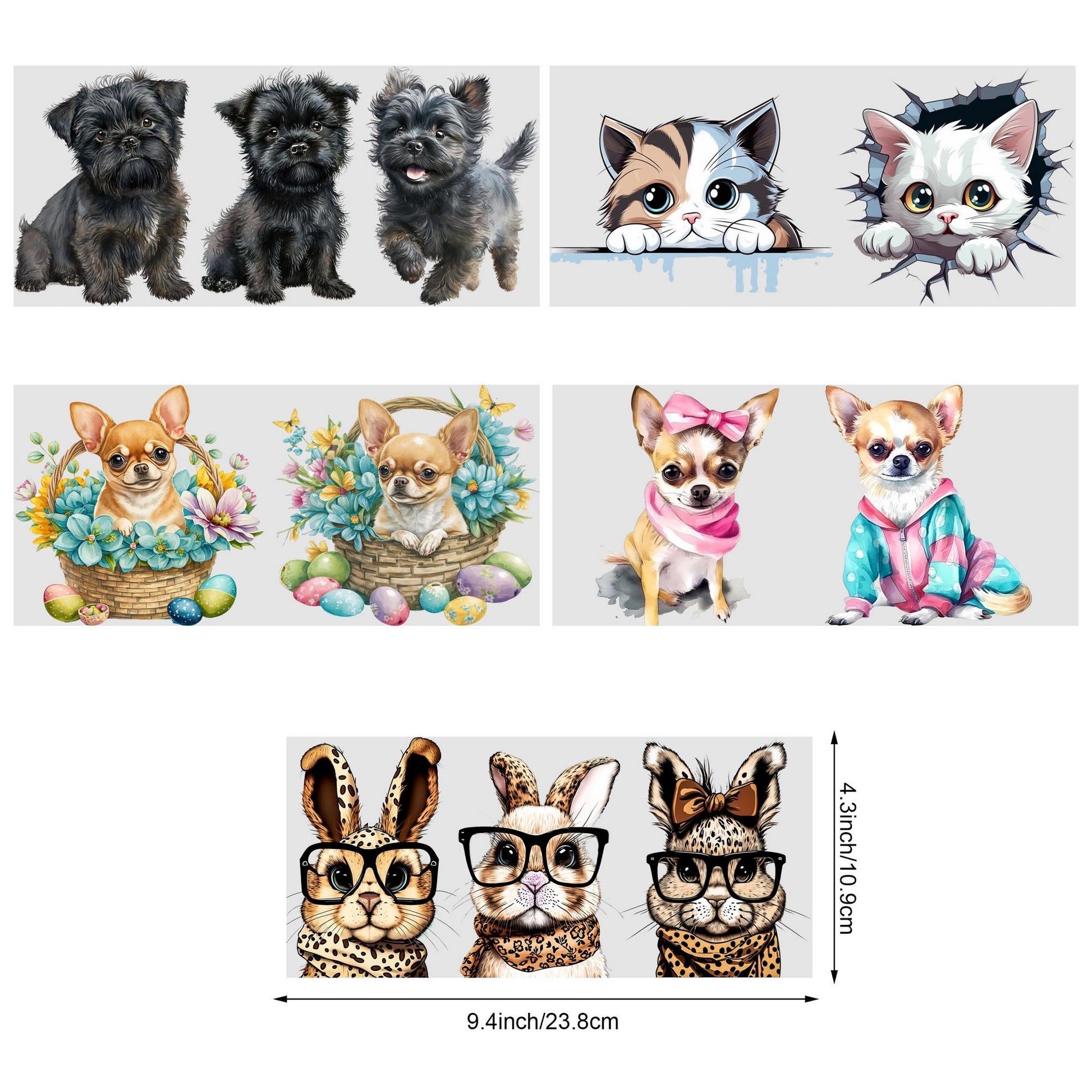 5 Sheets Animal UV DTF Cup Stickers, Glass Sports DTF Transfer Stickers, Waterproof Funny Chick Rub Transfer Paper for 16 oz Glass, Mugs, Crafts, Furniture