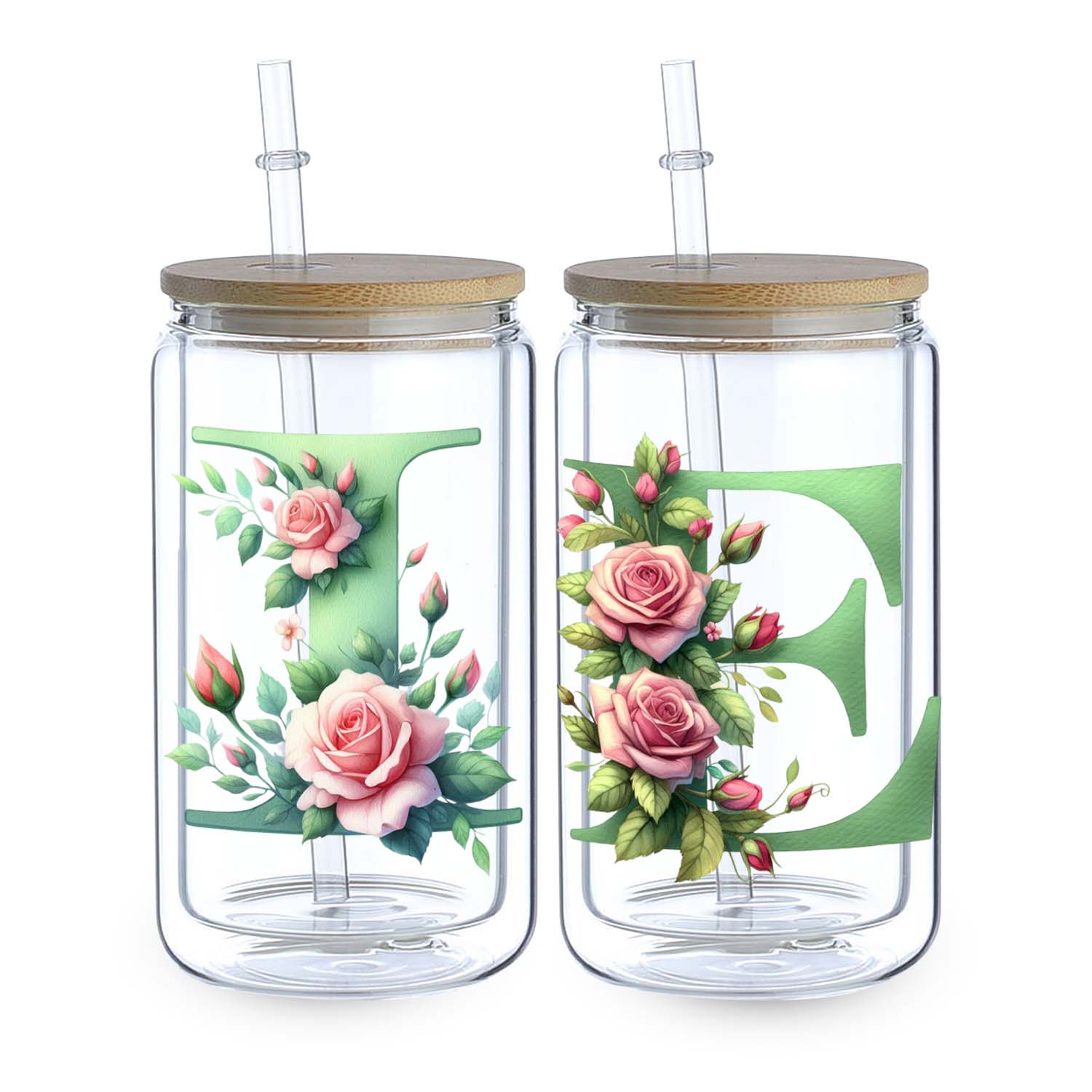 1 set of A-Z letter flower UV DTF transfer stickers, DTF transfer stickers, waterproof wipe transfer stickers, suitable for glasses, cups, crafts