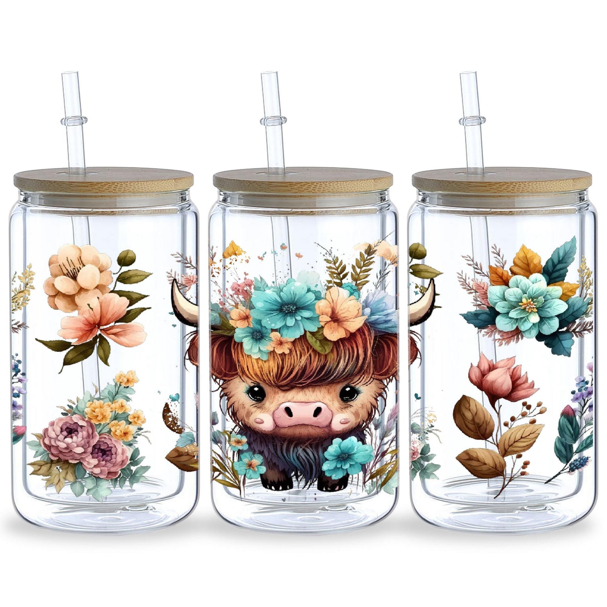 5 sheet animal UV transfer waterproof self-adhesive stickers for mugs water bottles, DTF transfer stickers for 16 oz glass jar packaging, 3d crystal labels waterproof and scratch-proof, DIY packaging transfer stickers glass cup stickers bottle stickers