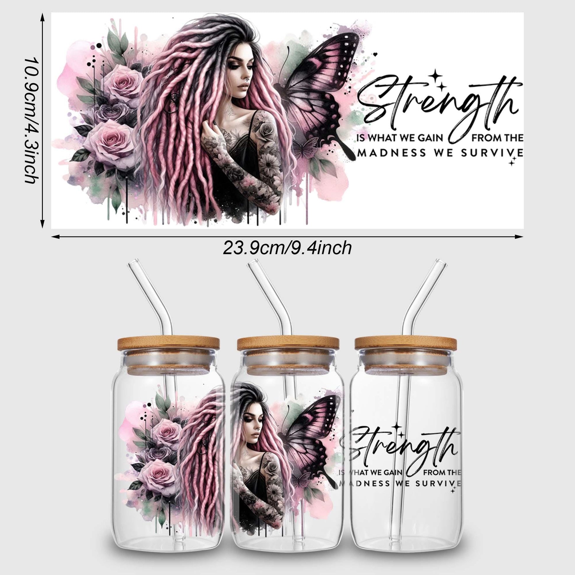 5 sheets inspirational UV DTF cup stickers, DTF transfer stickers, waterproof wipe transfer paper, suitable for 16 oz glasses