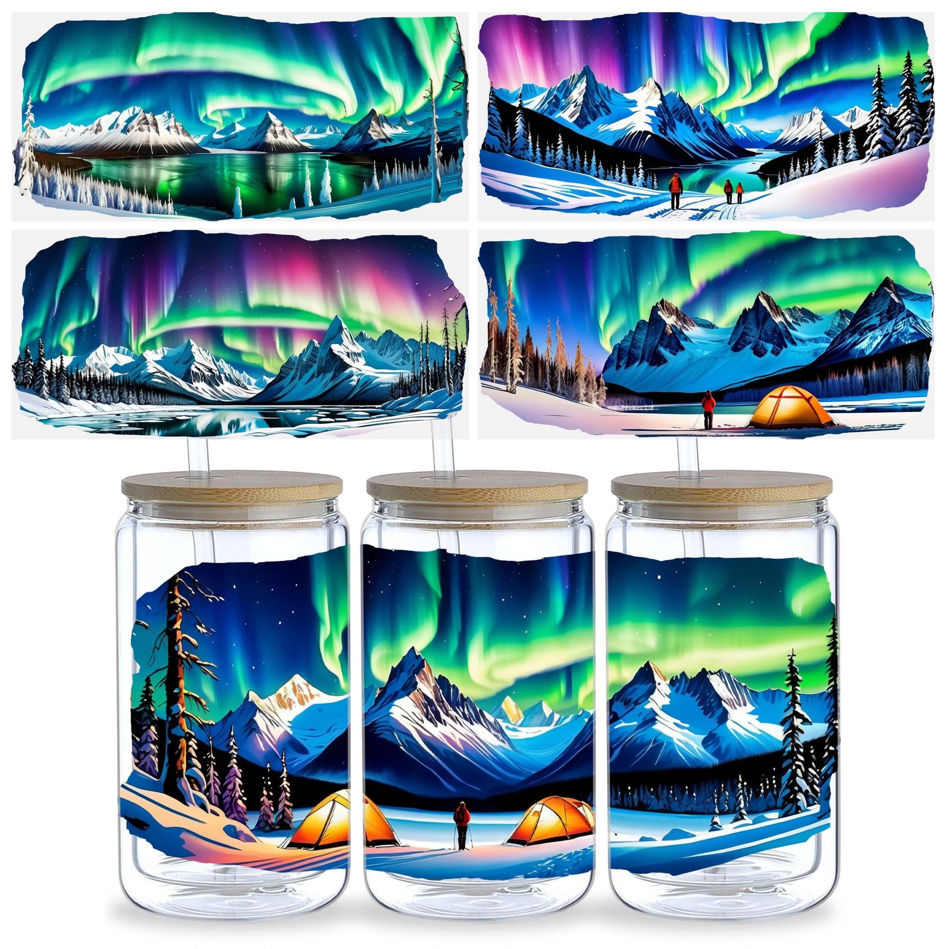 5sheets Flower Fairy UV DTF Cup Packaging for 16oz Glass Cup, Waterproof Beautiful Design UV DTF Sticker Suitable for 16oz Glass Cup, DIY, Furniture, Crafts