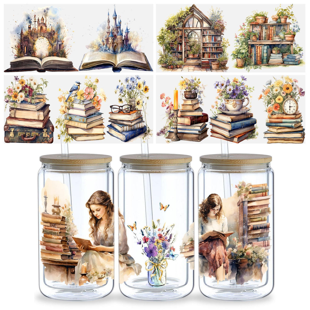 5 Sheets Vintage UV DTF Mug Stickers, Glass Sports DTF Transfer Stickers, Waterproof Wipe Transfer Paper for 16oz Glass, Mugs, Crafts, Furniture