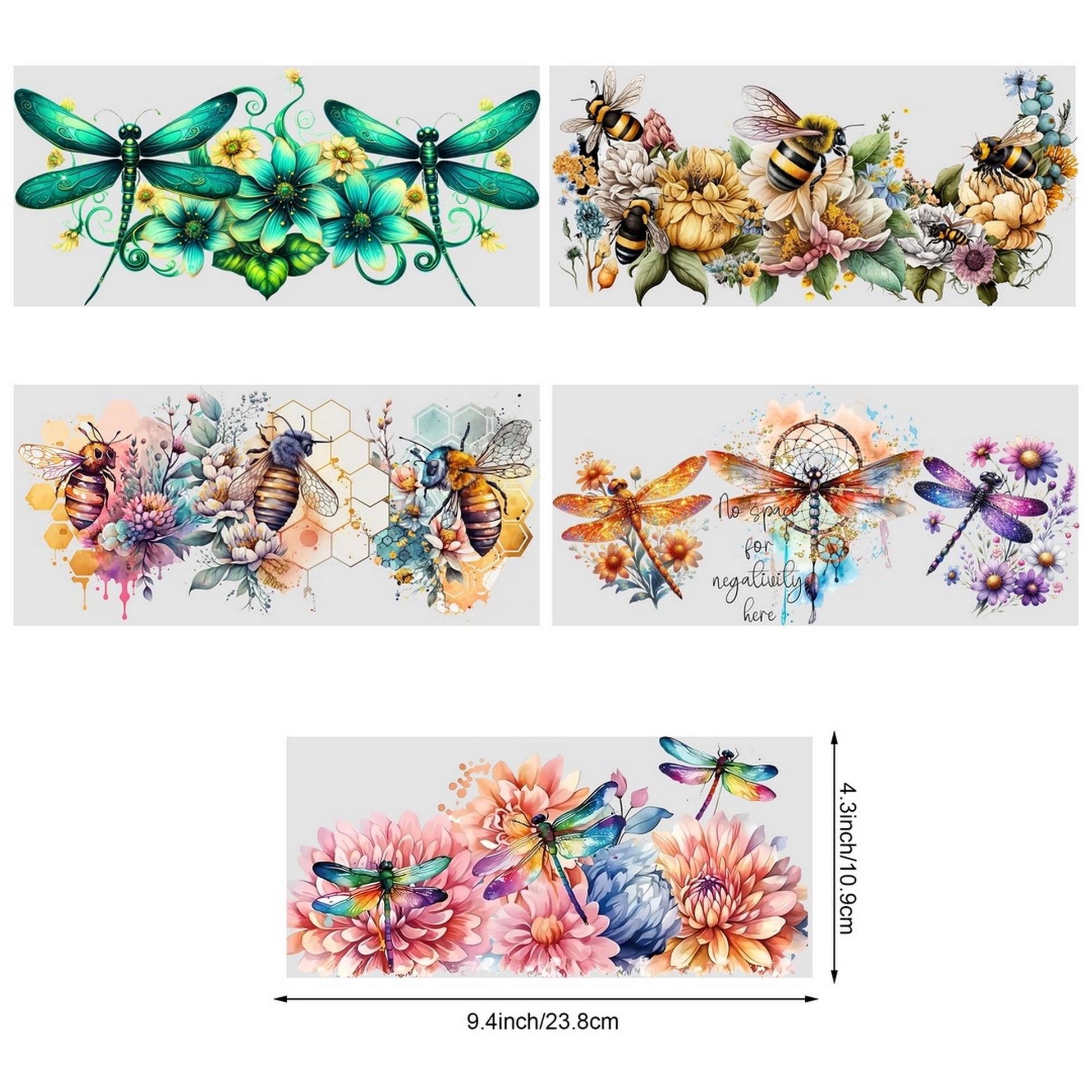 5 Sheets Butterfly UV DTF Glass Cup Wrap Transfer Stickers, DTF Transfer Stickers, Waterproof Wipe-Off Transfer