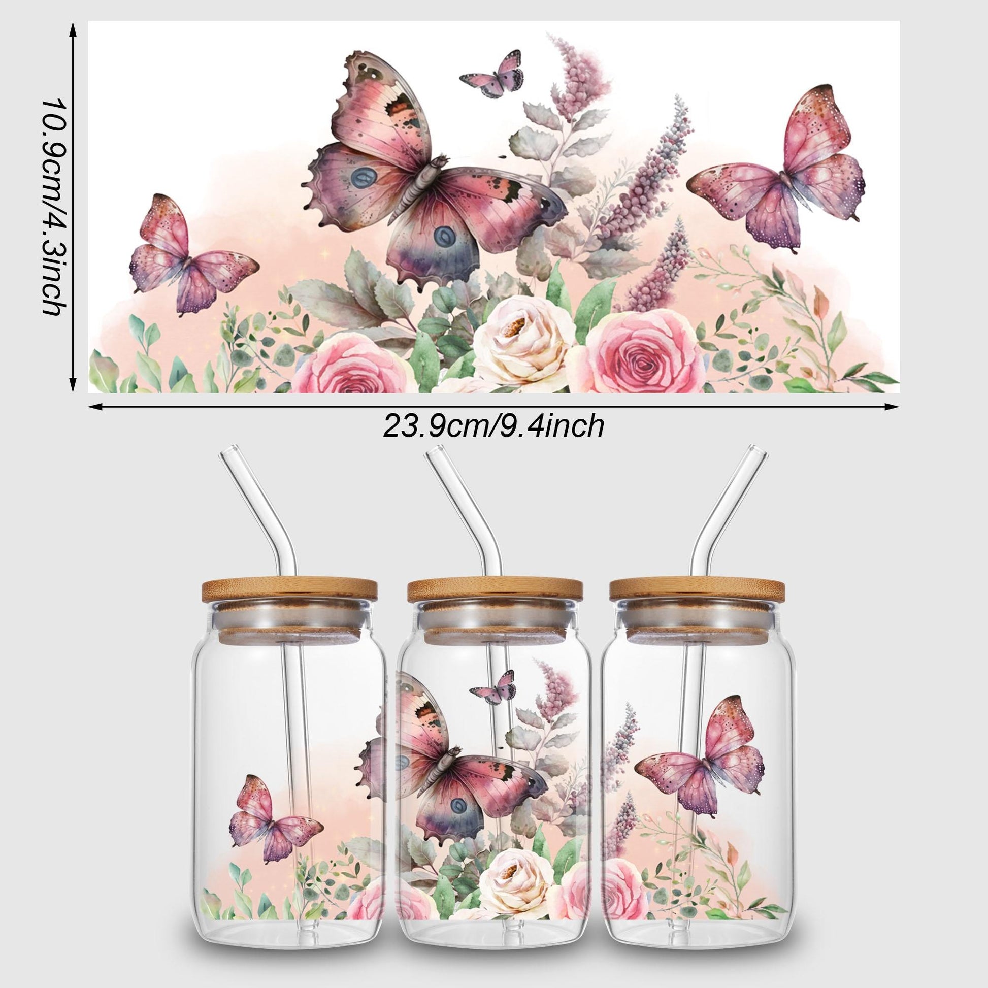 5 sheet animal UV transfer waterproof self-adhesive stickers for mugs water bottles, DTF transfer stickers for 16 oz glass jar packaging, 3d crystal labels waterproof and scratch-proof, DIY packaging transfer stickers glass cup stickers bottle stickers