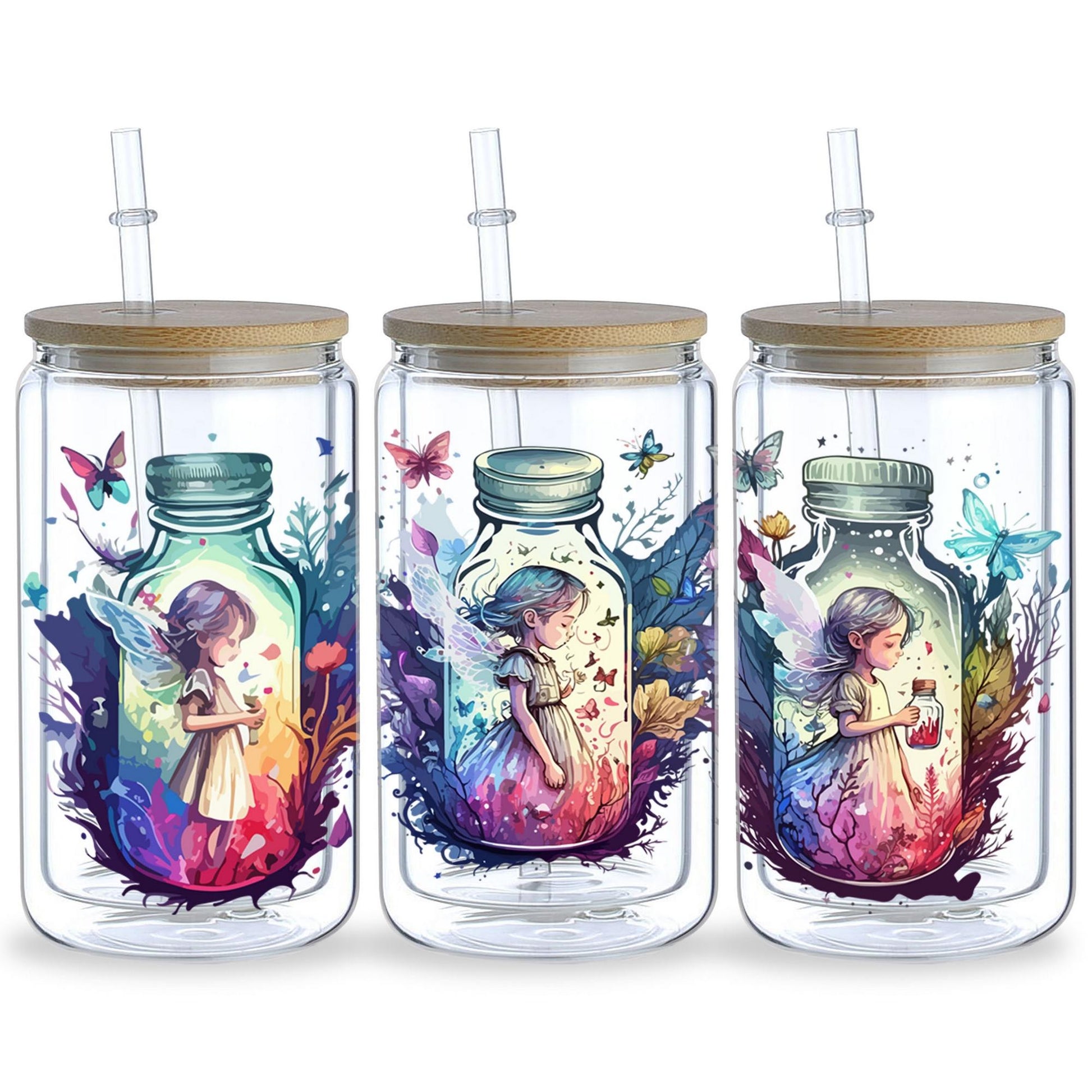 5 Sheets Genie in a Bottle UV DTF Cup Stickers, Glass DTF Transfer Stickers, Waterproof Beautiful Genie Wipe Transfers for 16 oz Glass, Mugs, Crafts, Furniture