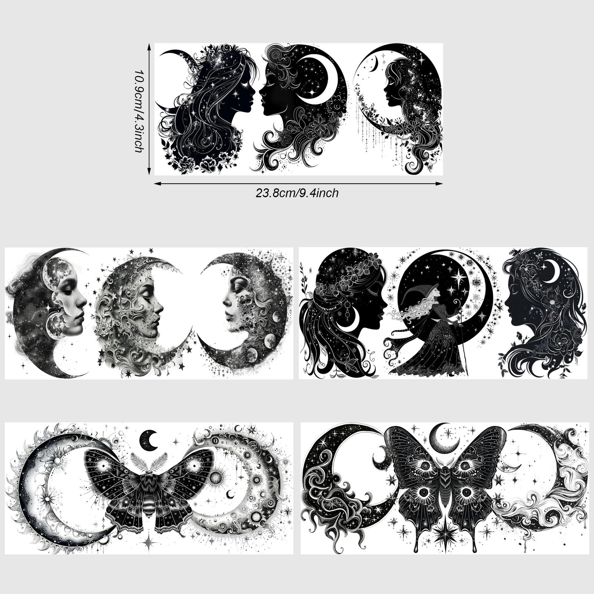 5 sheet Moon Witch UV DTF Cup Stickers, DTF Transfer Stickers, Waterproof Wipe-Off Transfer Paper for 16oz Glass, Mug, Crafts, Furniture
