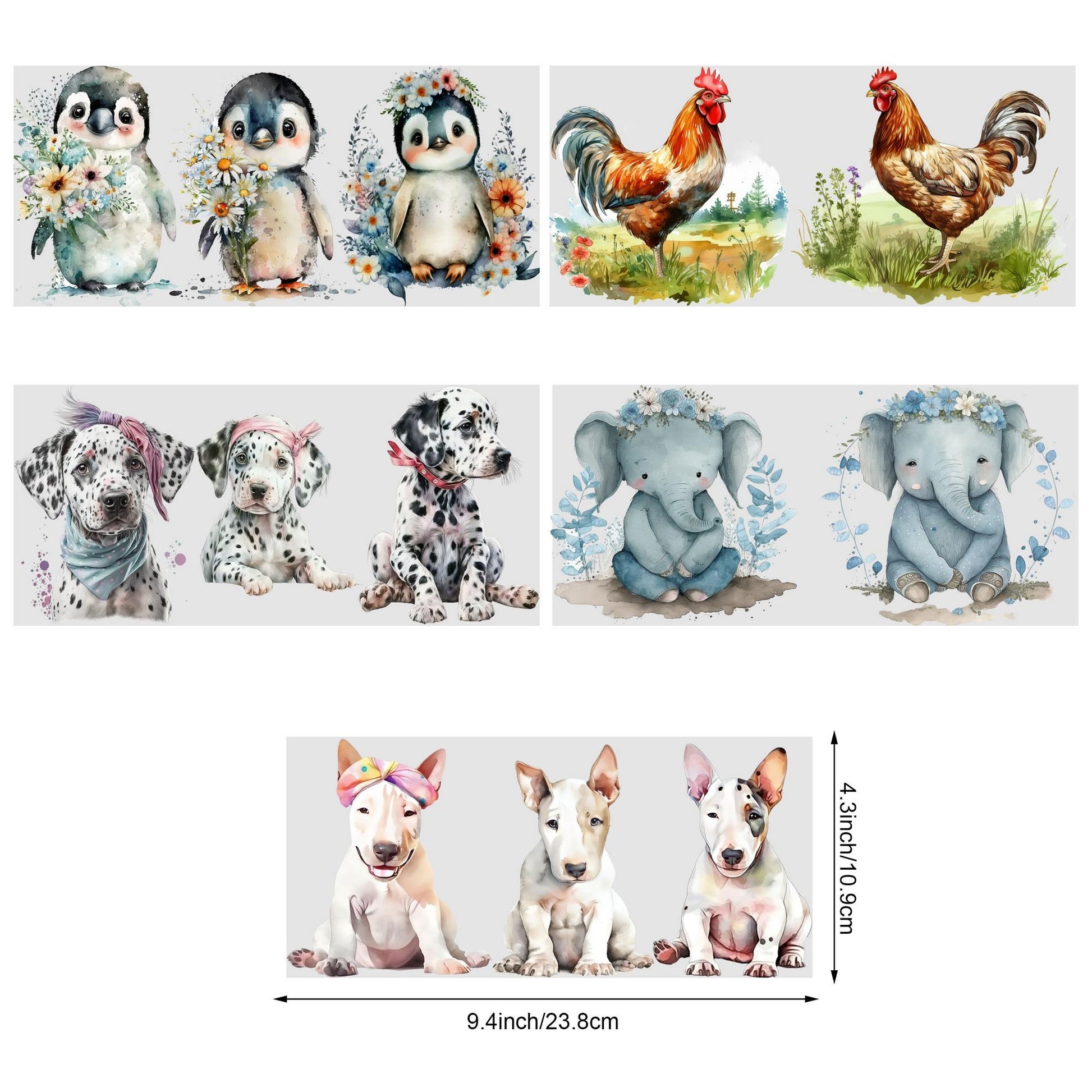 5 Sheets Animal UV DTF Cup Stickers, Glass Sports DTF Transfer Stickers, Waterproof Funny Chick Rub Transfer Paper for 16 oz Glass, Mugs, Crafts, Furniture