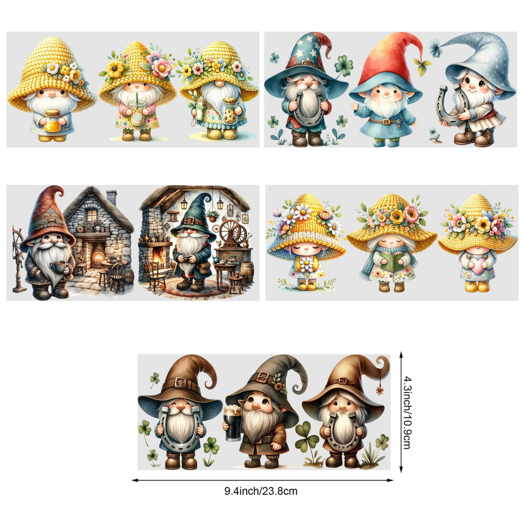 5sheets Cute Dwarf Pattern UV DTF Cup Stickers, Waterproof Sticker Pack For Decorating Mugs, Cups, Bottles, School Supplies, Etc, Arts Crafts, DIY Art Supplies