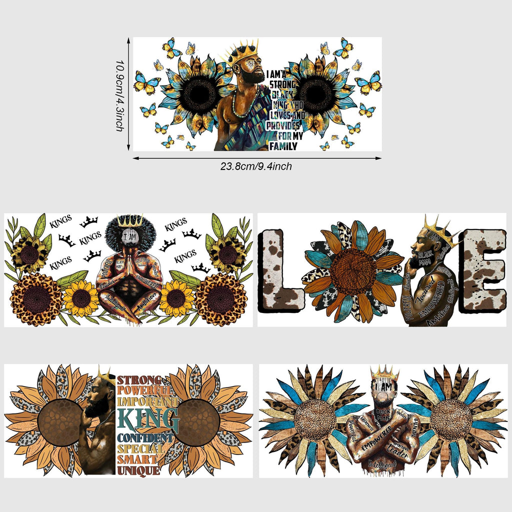 5 Sheets Black Queen UV DTF Cup Wrap,Sport DTF Transfer Stickers for Glass Cup,Waterproof Rub on Transfers for 16 oz Glass,Mugs,Crafts,Furnitures