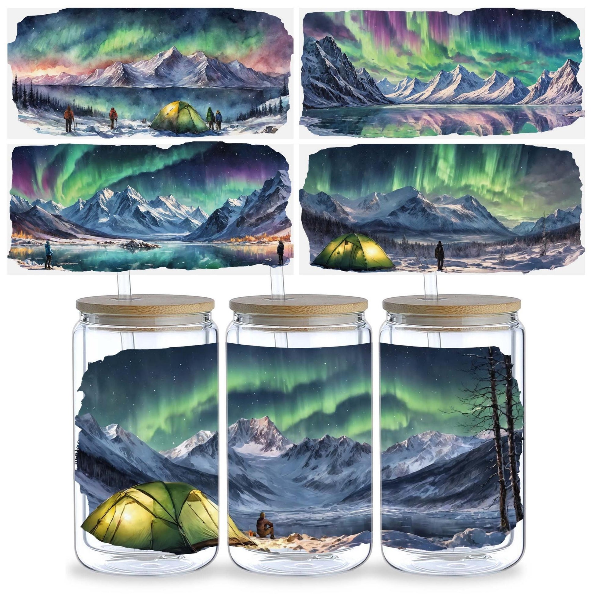 5 sheets Summer Sunset UV DTF cup packaging for 16oz glass cup, waterproof UV DTF stickers for 16oz glass cup, DIY, furniture, crafts