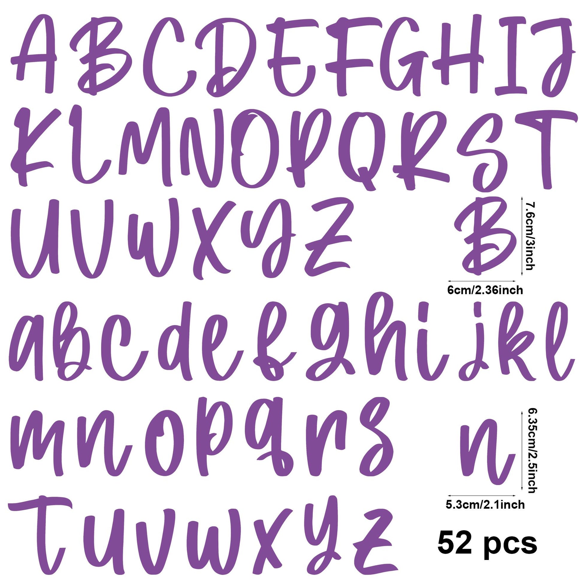 52 sets of 3 inch A-Z Design, 2.5 inch a-z Ddesign UV DTF transfer letter stickers, DTF transfer stickers, waterproof letter wipe transfer stickers, suitable for glasses, cups, crafts
