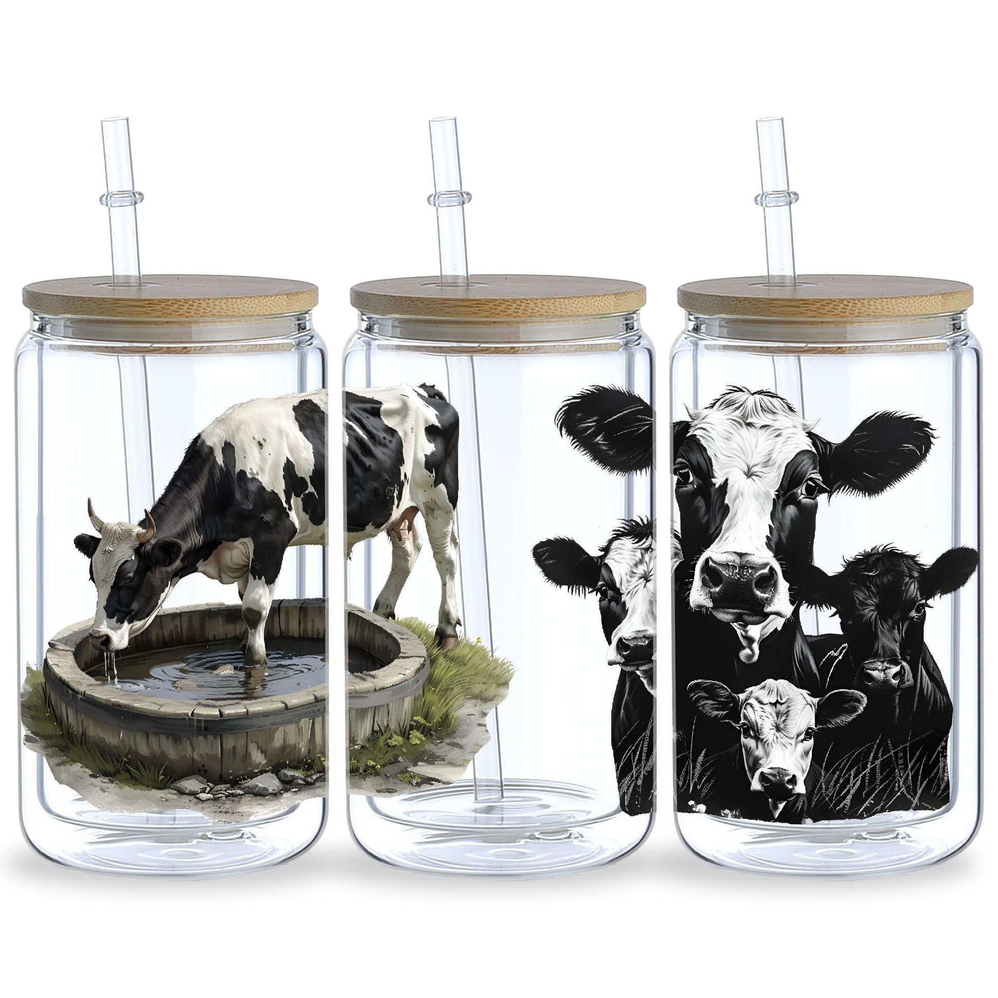 5 sheets cow DTF cup stickers, glass cup DTF transfer stickers, waterproof and wipeable transfer paper, suitable for 16 ounce glasses, cups, crafts, furniture