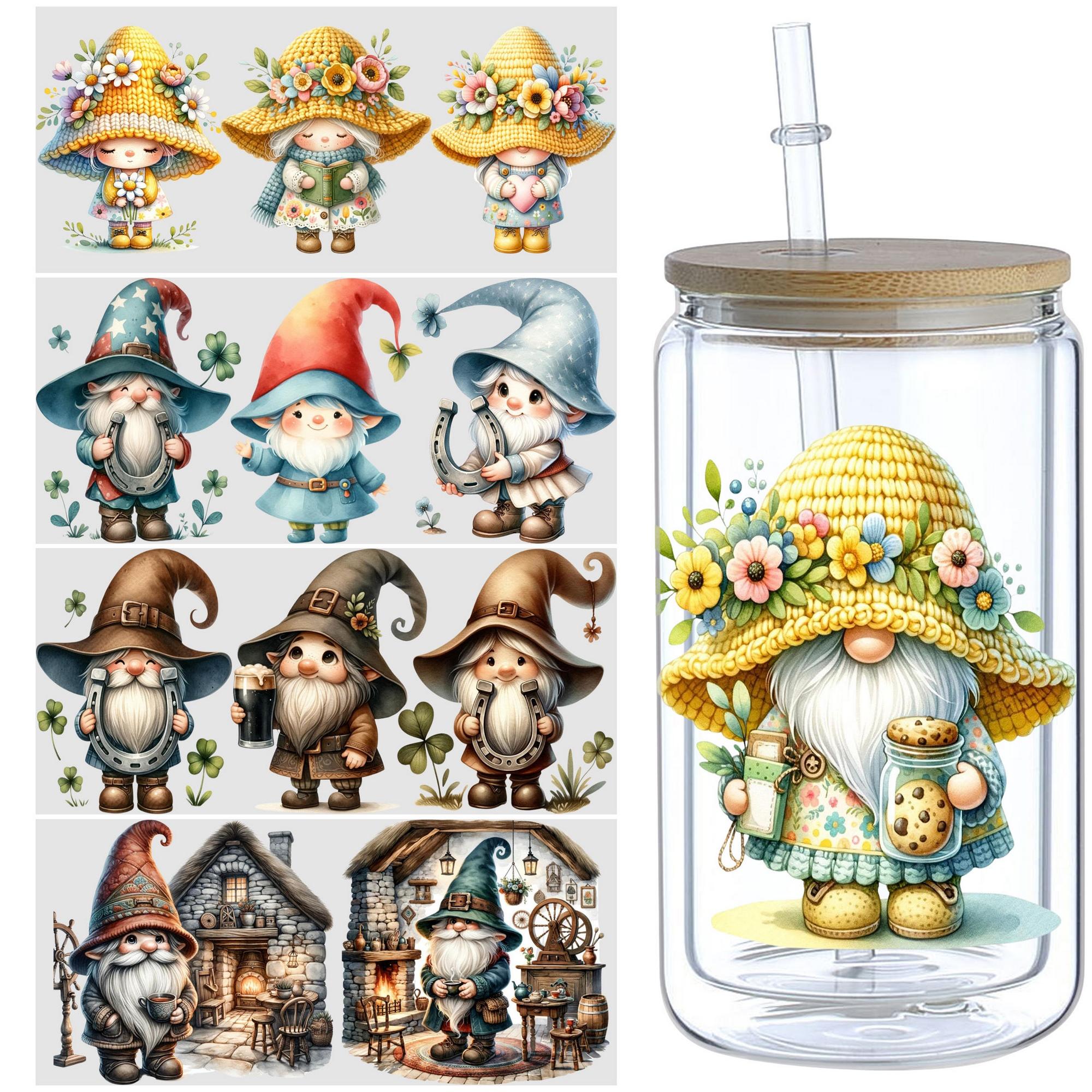 5sheets Cute Dwarf Pattern UV DTF Cup Stickers, Waterproof Sticker Pack For Decorating Mugs, Cups, Bottles, School Supplies, Etc, Arts Crafts, DIY Art Supplies