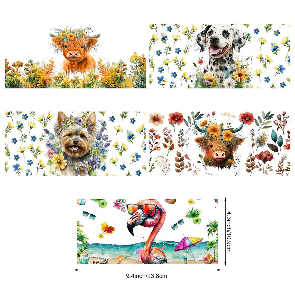 UV sheep  Cup Wrap Transfer Stickers for Glass, 5 Pcs animal Rub on Transfers for Crafting, UV DTF Transfer Waterproof Sticker for 16OZ Glass Cups Furniture Craft Wood DIY Crafts