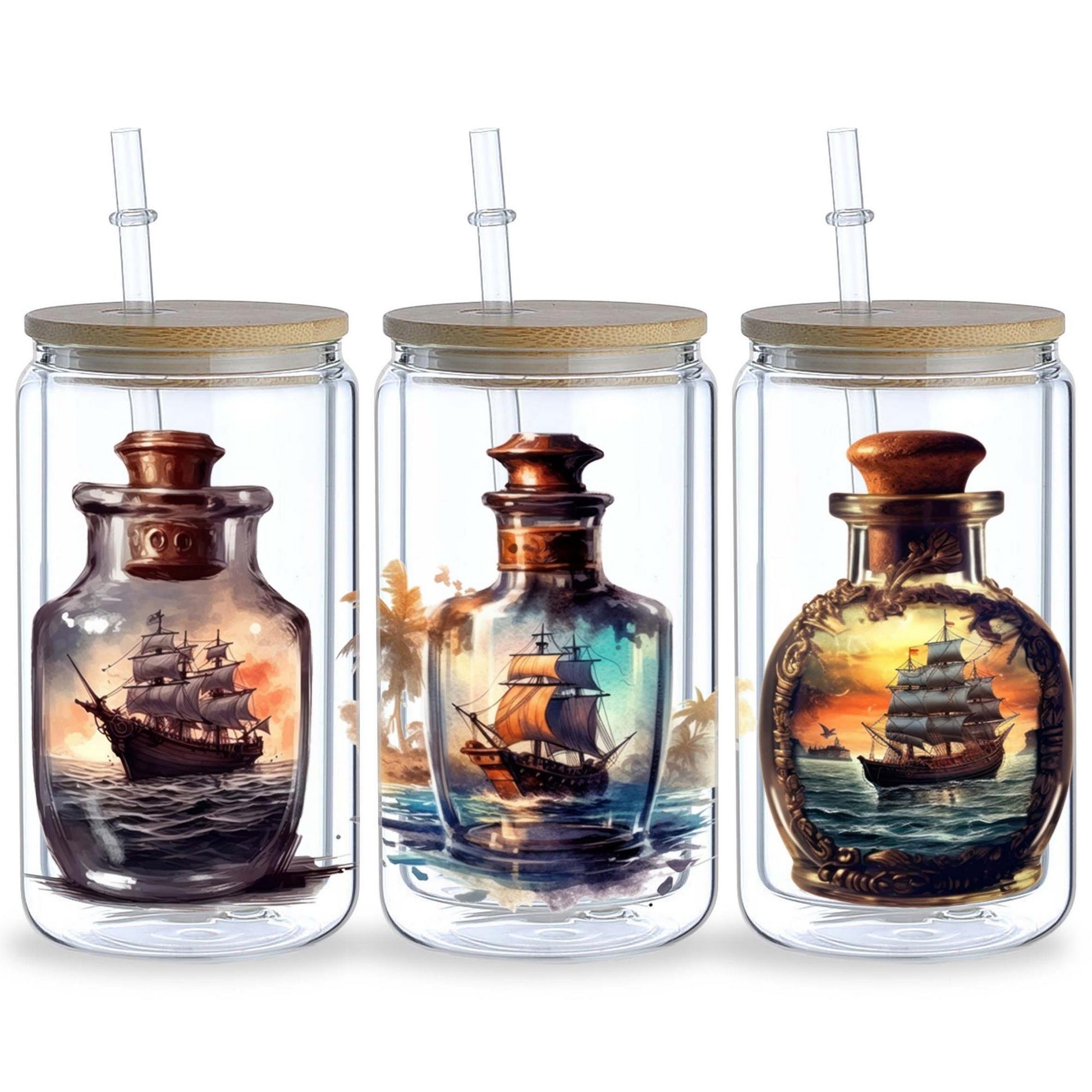 5 Sheets Genie in a Bottle UV DTF Cup Stickers, Glass DTF Transfer Stickers, Waterproof Beautiful Genie Wipe Transfers for 16 oz Glass, Mugs, Crafts, Furniture