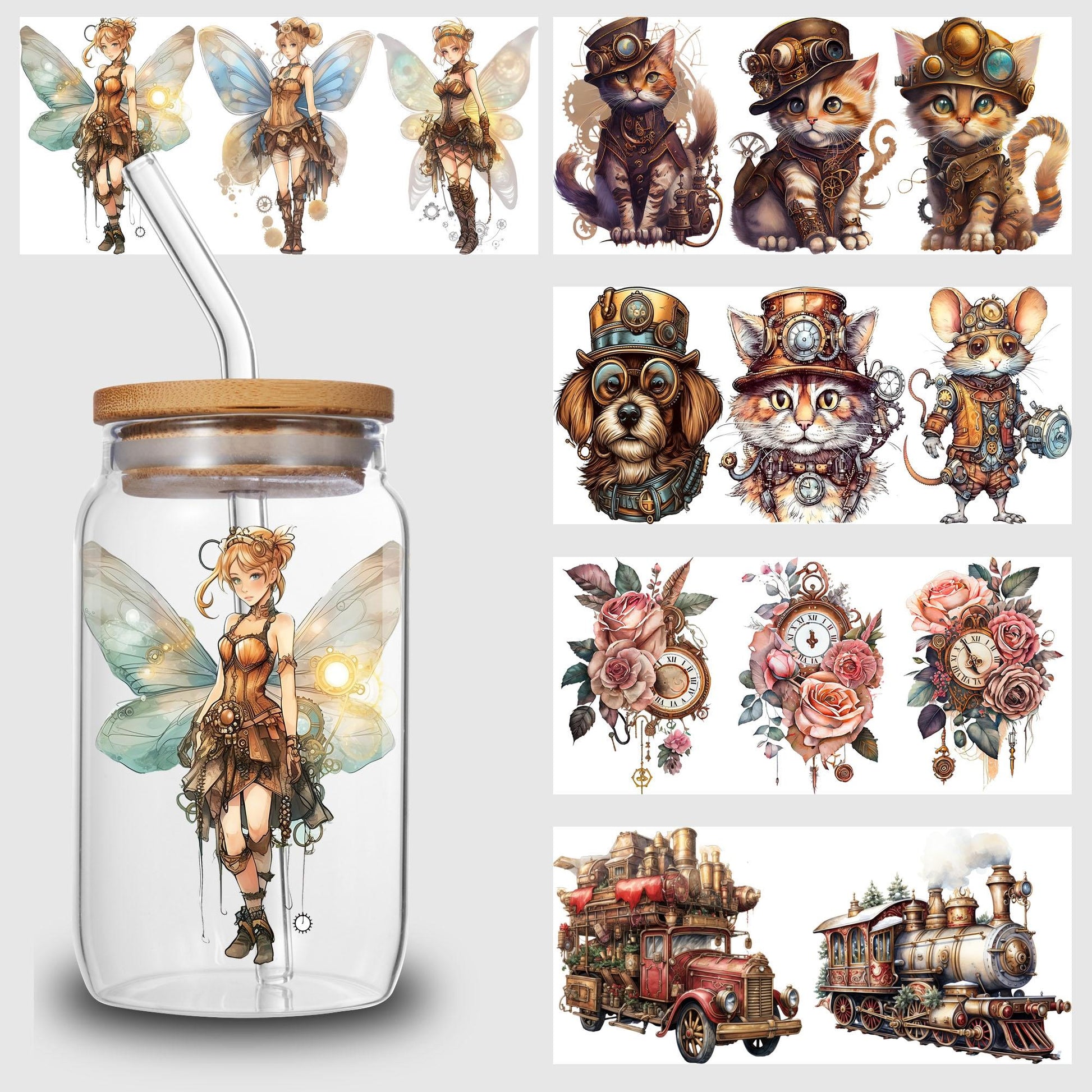5 Sheets Punk UV DTF Cup Stickers, Glass Sports DTF Transfer Stickers, Waterproof Wipe-Free Transfer Paper for 16oz Glass, Mug, Crafts, Furniture