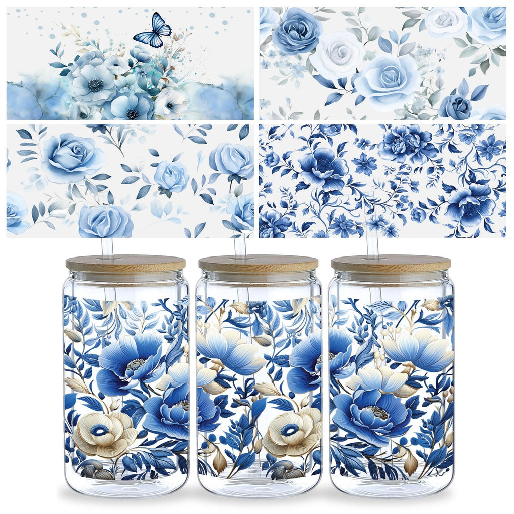 5 sheet of plant UV transfer waterproof self-adhesive stickers for mugs water bottlesng, 3d crystal labels waterproof and scratch-proof, DIY packaging transfer stickers glass cup stickers bottle stickers, no Dry adhesive stickers- high quality