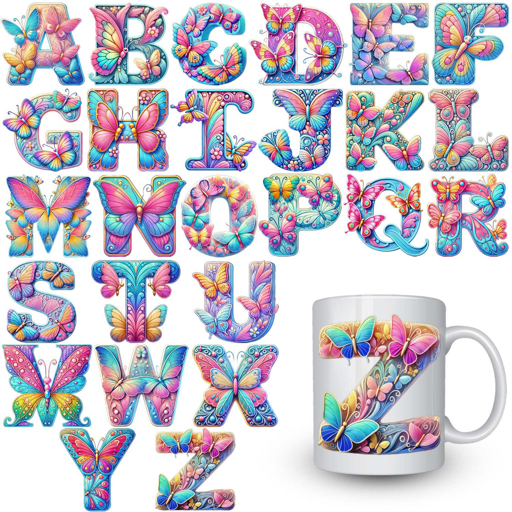 1 set of A-Z letter flower UV DTF transfer stickers, DTF transfer stickers, waterproof wipe transfer stickers, suitable for glasses, cups, crafts