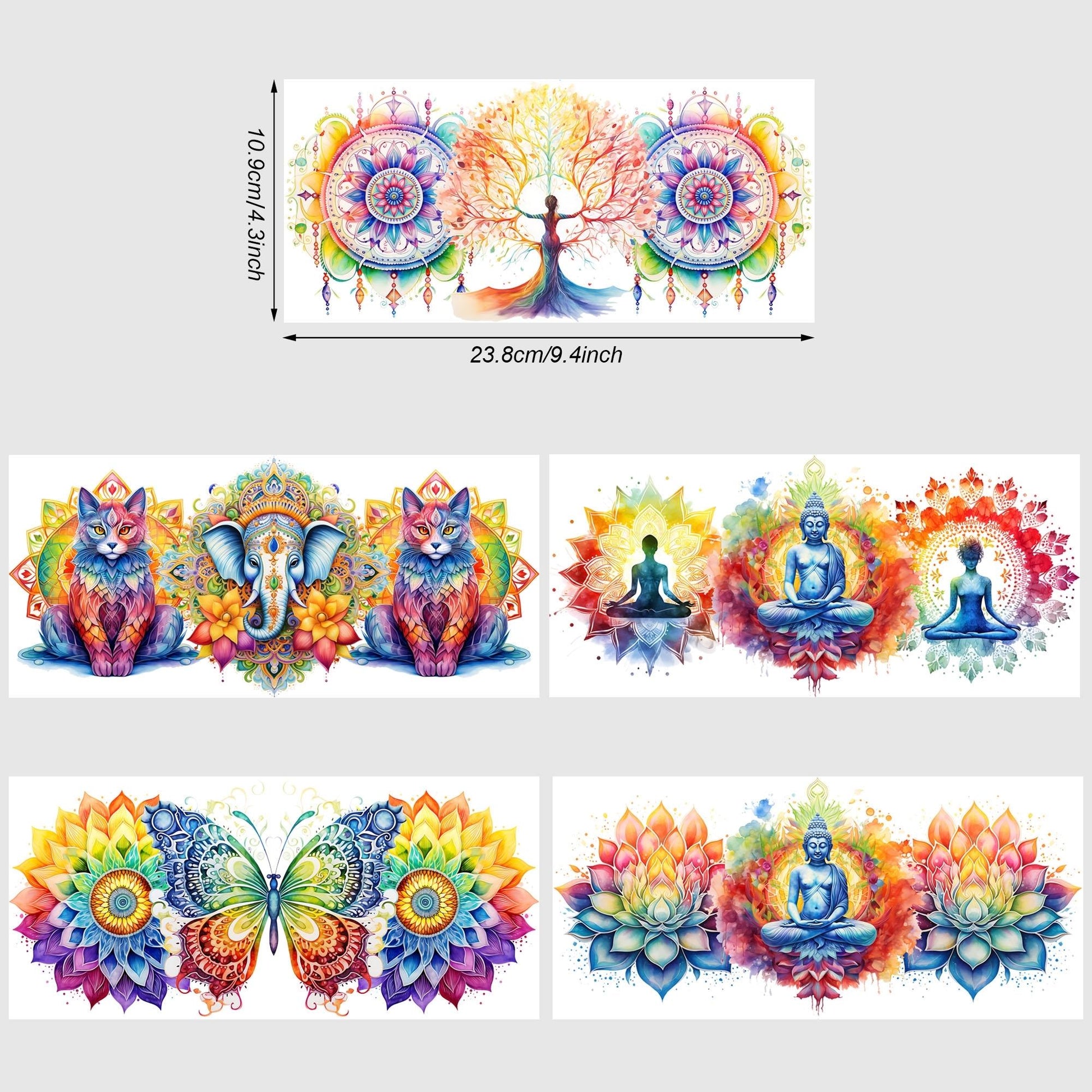 5 Sheets Vesak Day UV DTF Cup Stickers, Glass DTF Transfer Stickers, Waterproof Wipe Transfer Paper for 16oz Glass, Mug, Crafts, Furniture