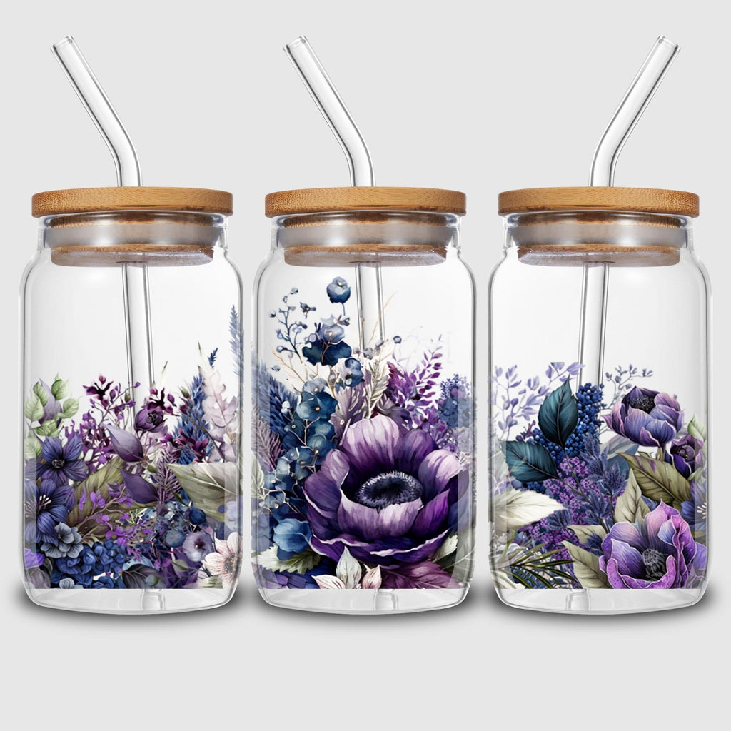 5 Sheets flowers UV DTF Cup Wrap,Sport DTF Transfer Stickers for Glass Cup,Waterproof plant Rub on Transfers for 16 oz Glass,Mugs,Crafts,Furnitures