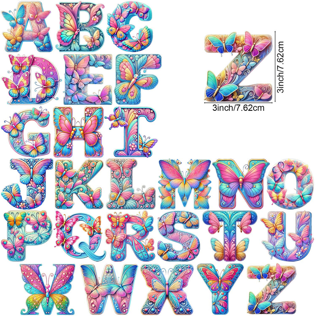 1 set of A-Z letter flower UV DTF transfer stickers, DTF transfer stickers, waterproof wipe transfer stickers, suitable for glasses, cups, crafts