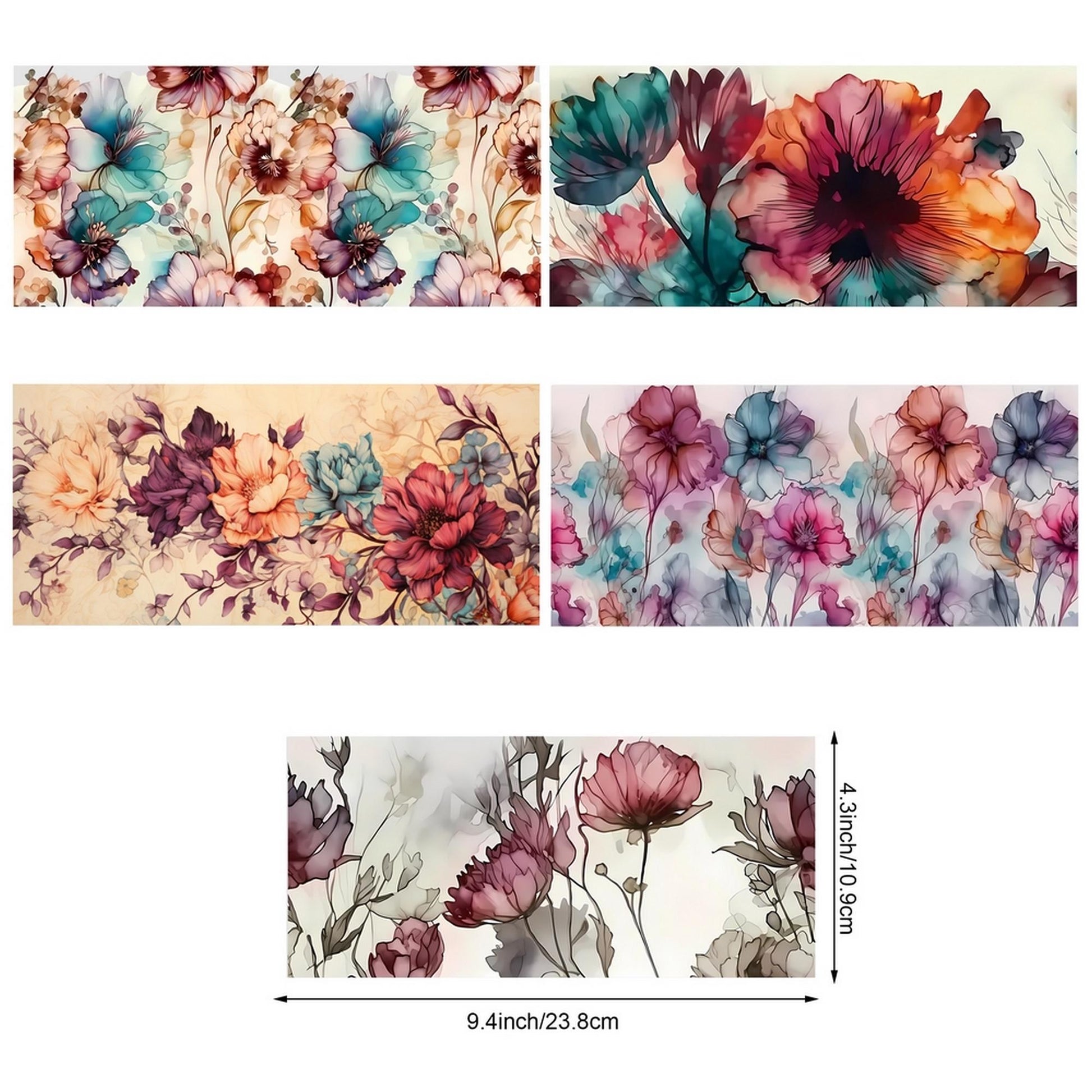 5 Sheets Butterfly and Flowers UV DTF Cup Stickers, Glass Movement DTF Transfer Stickers, Waterproof Wipe Transfer Paper for 16 oz Glass, Mugs, Crafts, Furniture