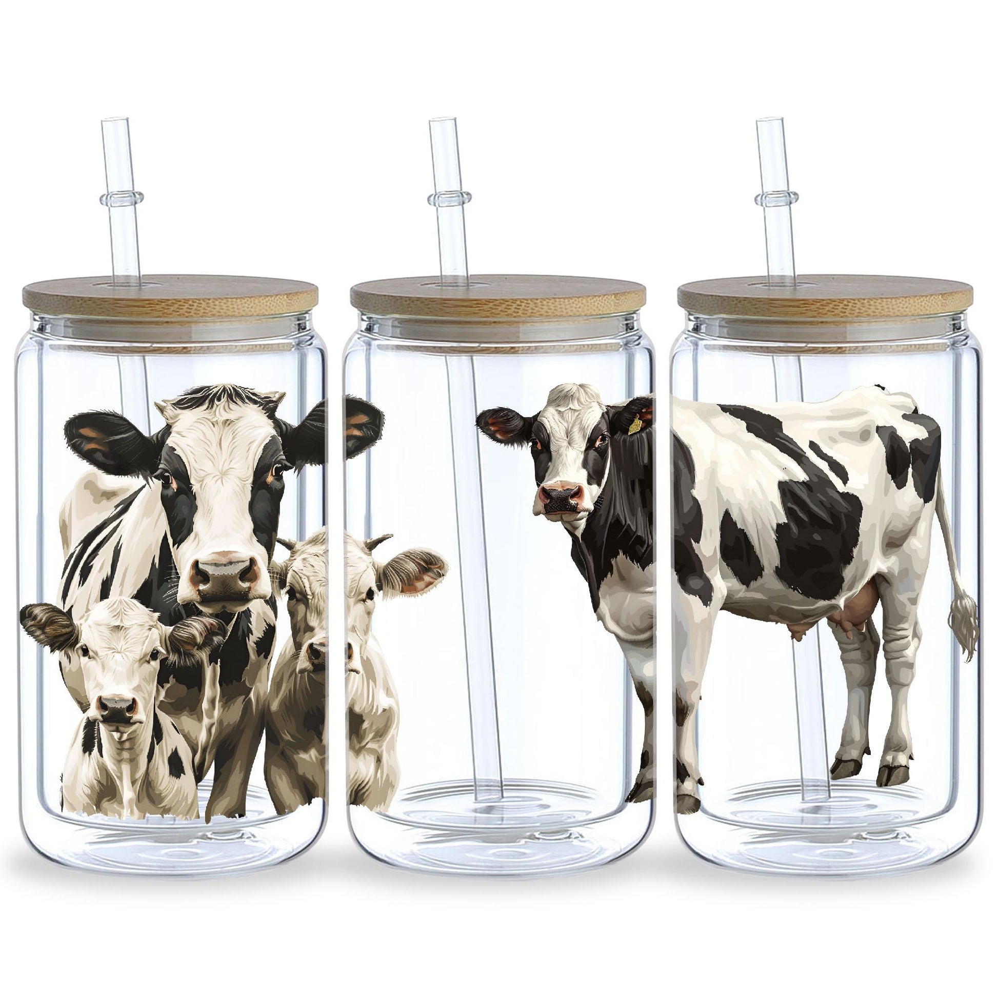 5 sheets cow DTF cup stickers, glass cup DTF transfer stickers, waterproof and wipeable transfer paper, suitable for 16 ounce glasses, cups, crafts, furniture