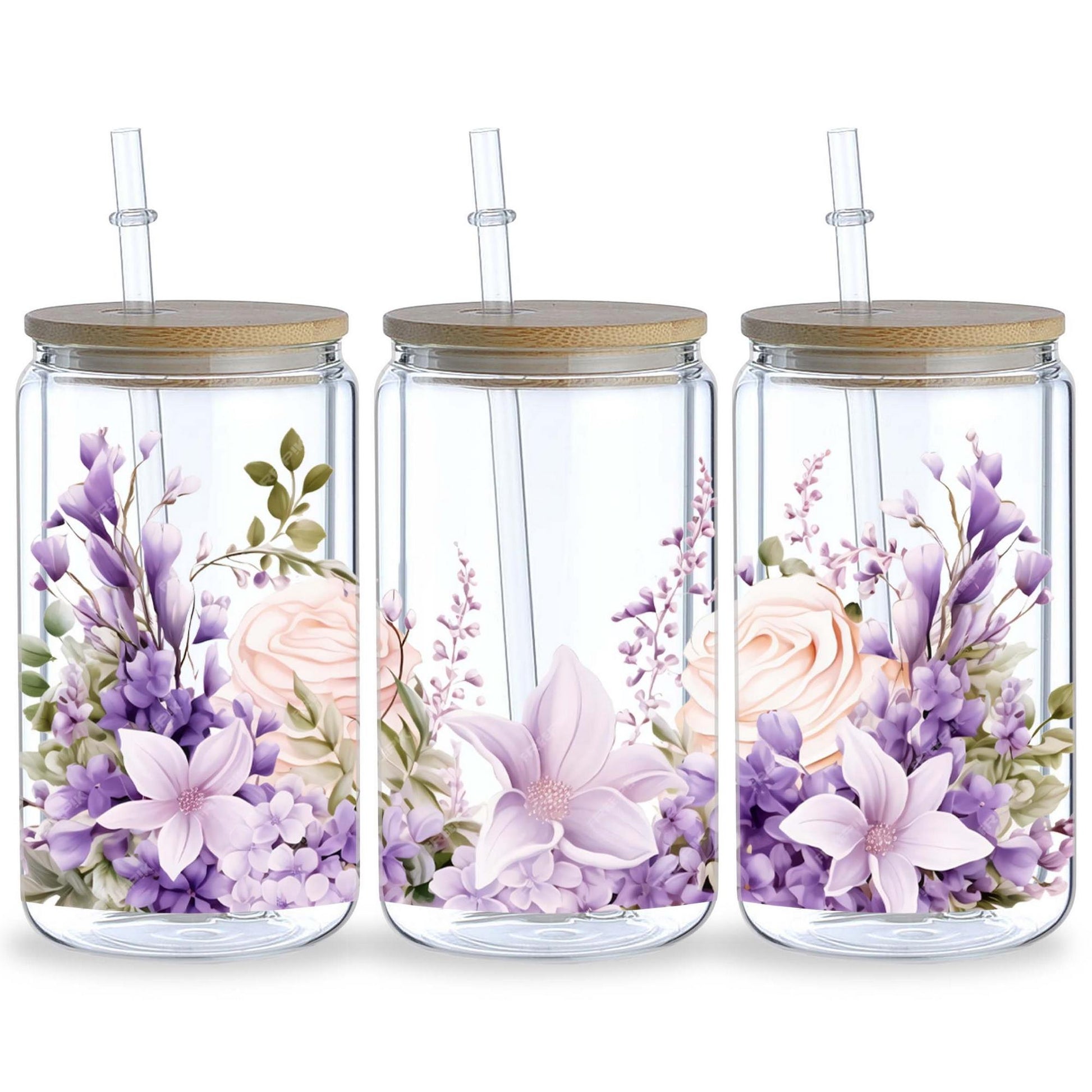 5 sheets flowers UV DTF Cup sticker, glass movement DTF transfer decal, waterproof wipe transfer paper, suitable for 16 oz glass, CUP, crafts, furniture