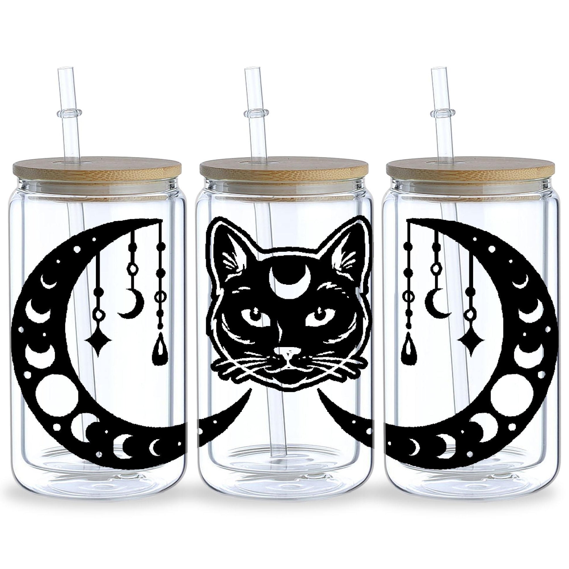 5 sheets Magic Cat UV DTF Cup Stickers, Glass Cup DTF Transfer Stickers, Waterproof Wipeable Transfer Paper for 16oz Glass Cups, Mugs, Crafts, Furniture