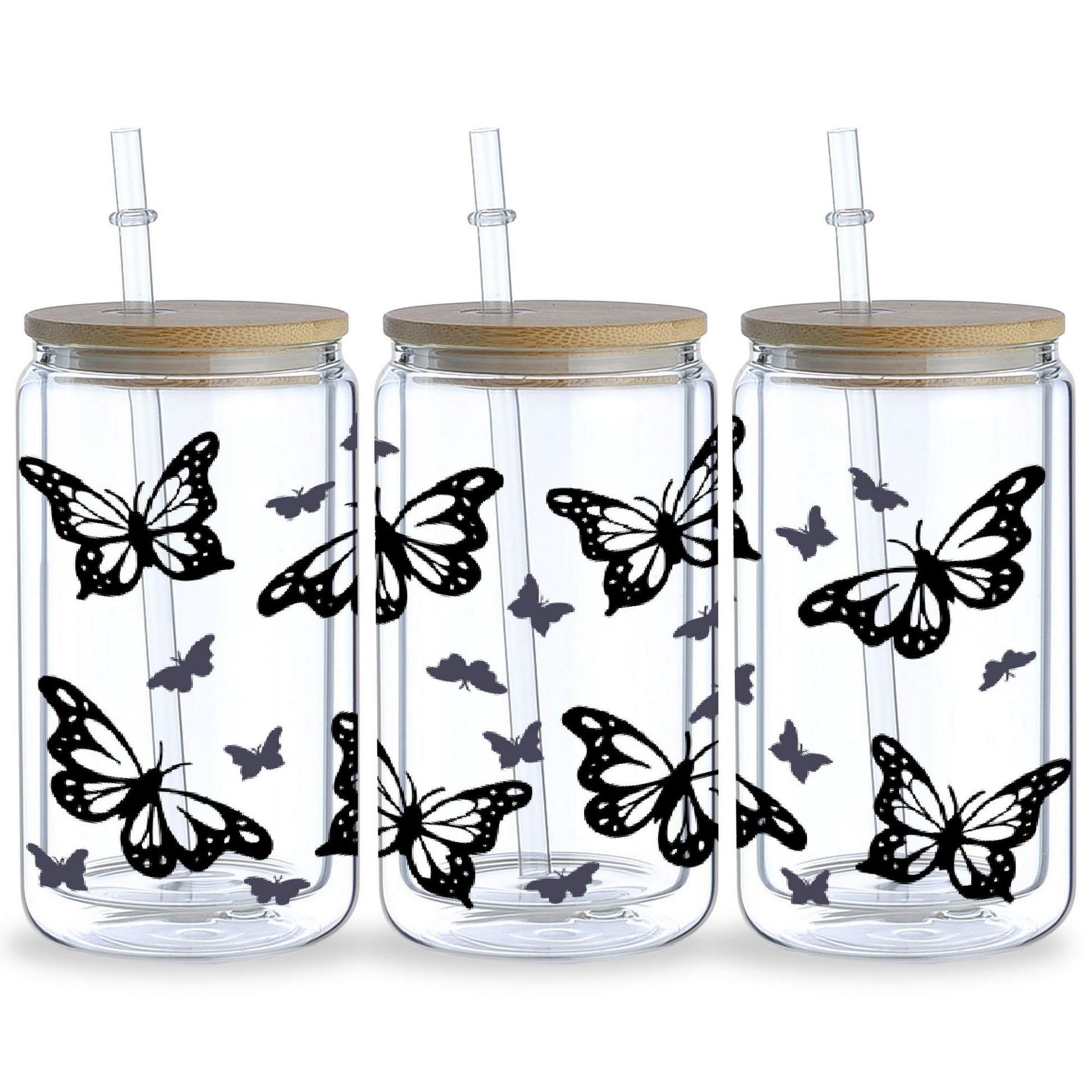 UV DTF Glass Tumbler Packaging Transfer Stickers, 5sheep Butterfly Wipe Transfer Stickers for Handmade, UV DTF Transfer Waterproof Stickers for 16OZ Glass Tumbler Furniture Craft Wooden DIY Crafts