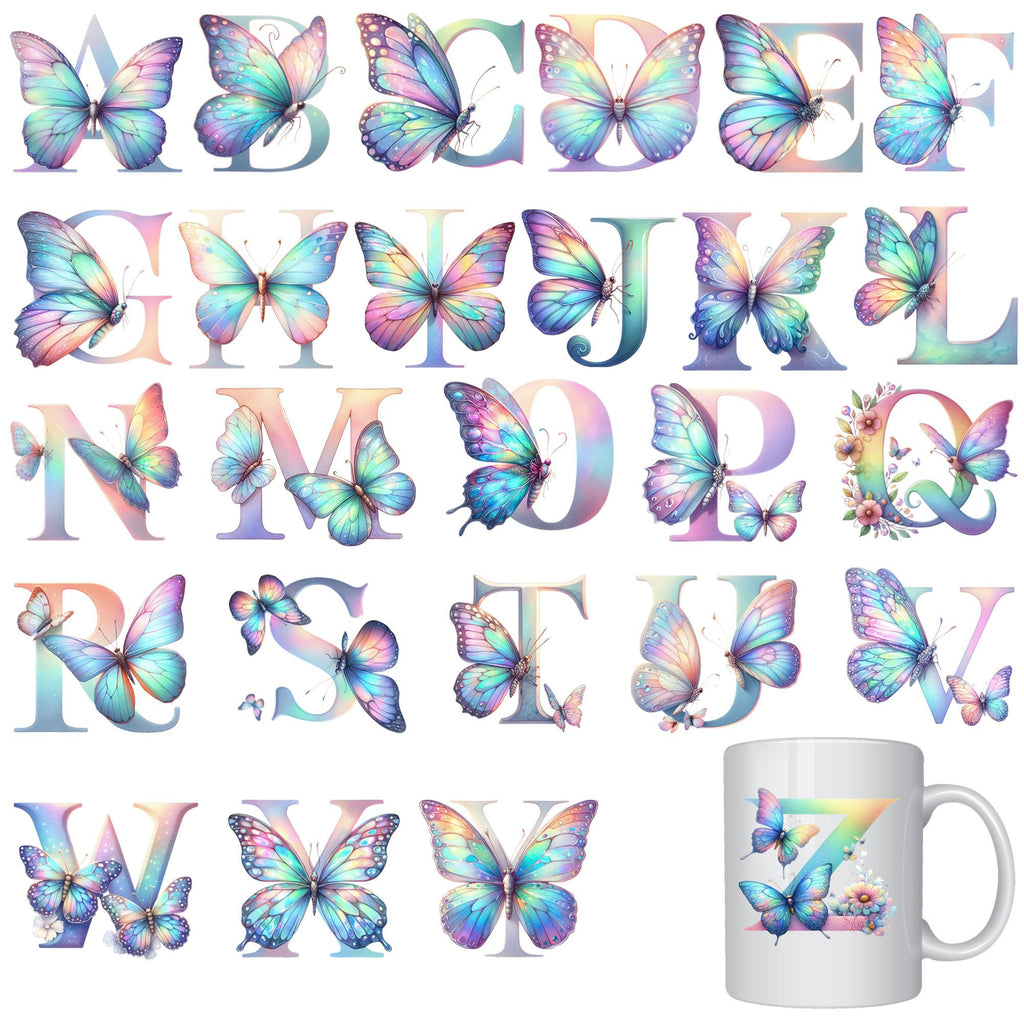 26 Set Letter Flower A - Z Design UV DTF Transfer Sticker Decals For Office And Home 16oz Alphabet Glass Cup Waterproof Sticker DIY Wrap Transfer Sticker 3D Crystal Design For Women Mom Best Friend Gift DIY Crafts