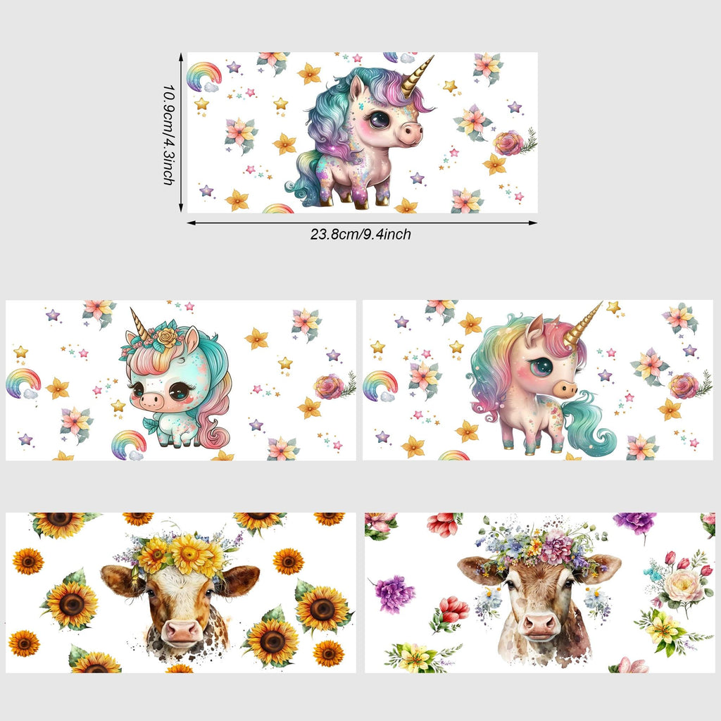5 Sheets Botanical UV DTF Cup Stickers, Glass Movement DTF Transfer Stickers, Waterproof Wipe Transfer Paper for 16 oz Glass, Mugs, Crafts, Furniture