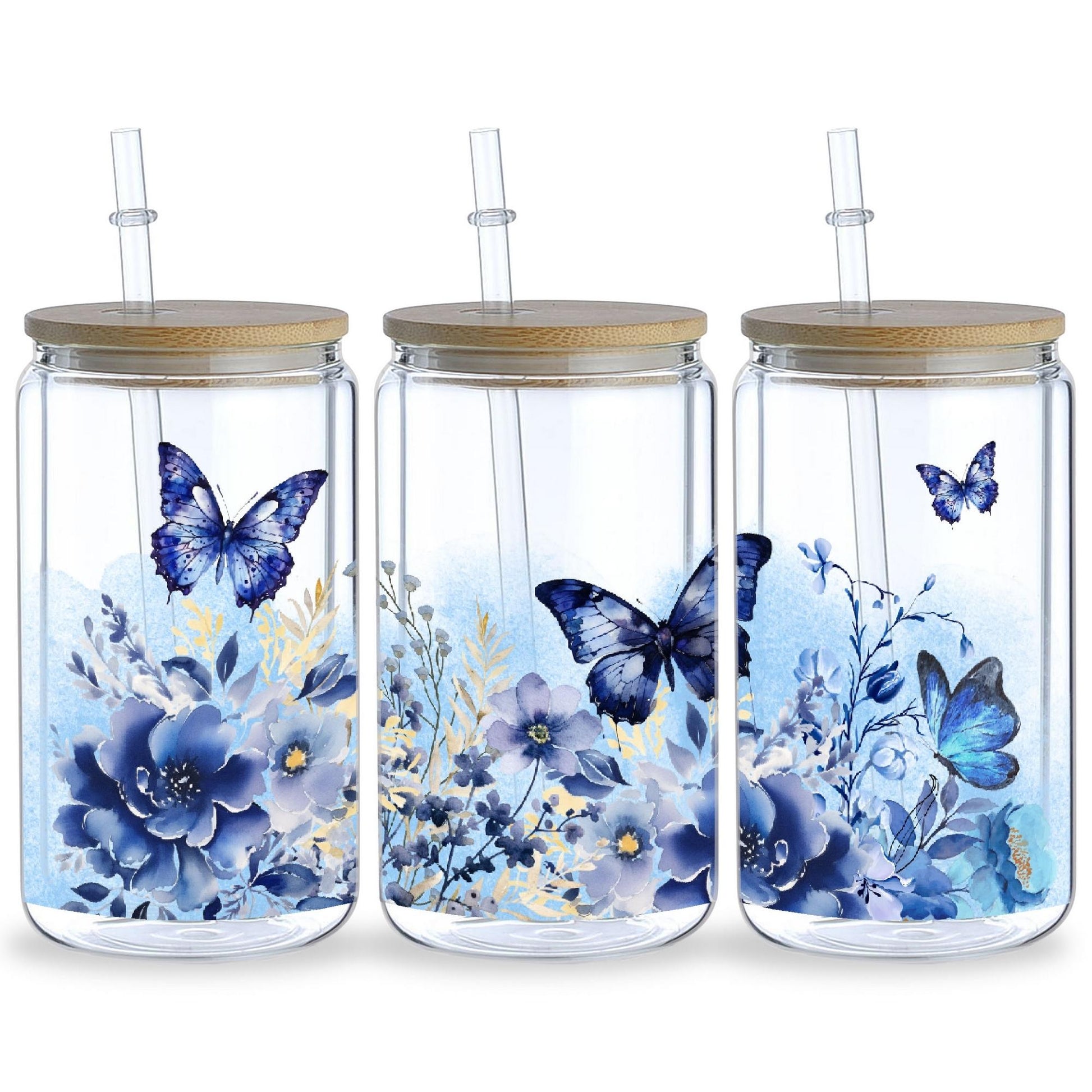 5sheets Butterfly And Flower UV Waterproof Self-Adhesive Paper For Cups And Water Bottle Stickers, DTF Grade Stickers For 16 Oz Glass