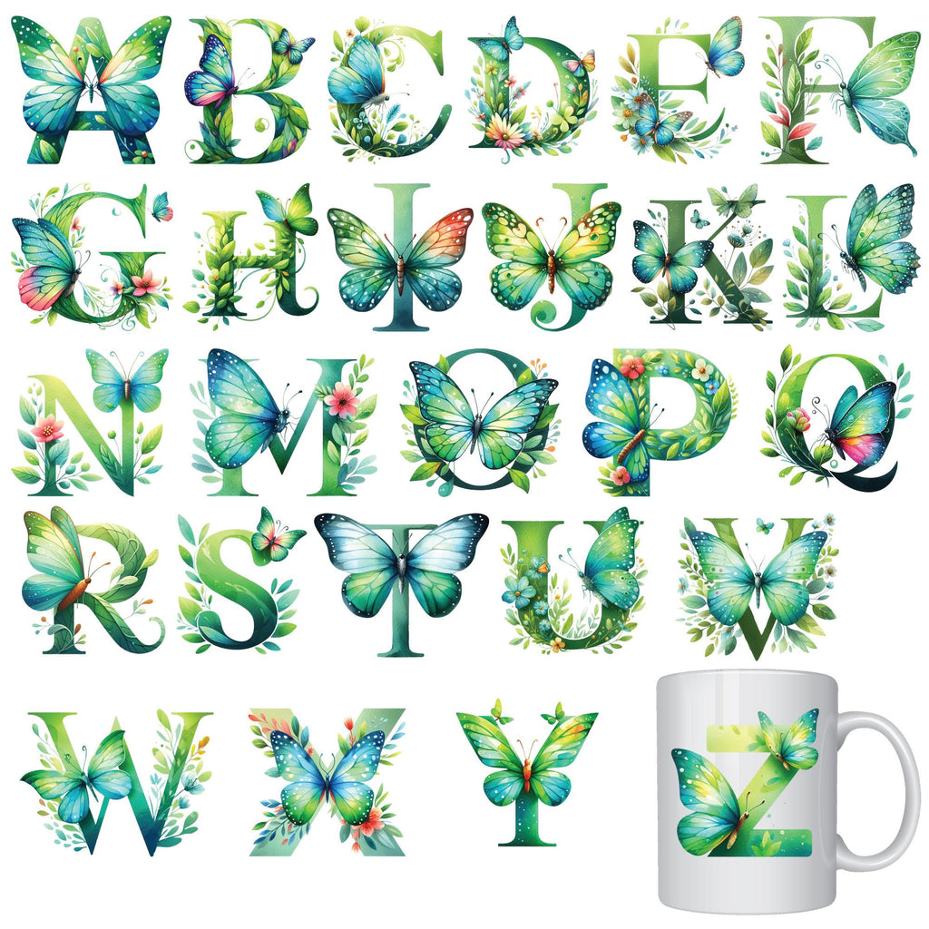 26 Set Letter Flower A - Z Design UV DTF Transfer Sticker Decals For Office And Home 16oz Alphabet Glass Cup Waterproof Sticker DIY Wrap Transfer Sticker 3D Crystal Design For Women Mom Best Friend Gift DIY Crafts