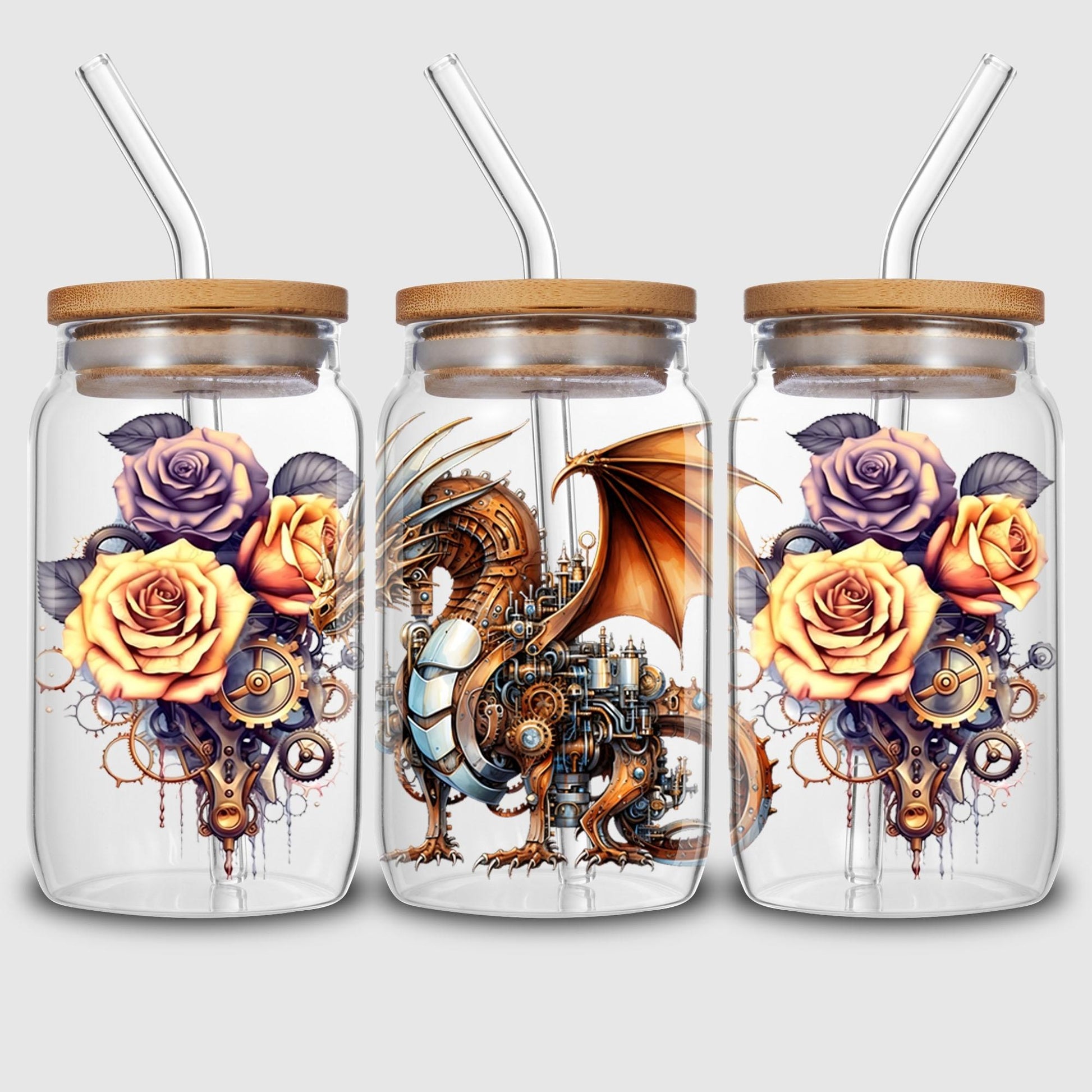 5 Sheets Steampunk UV DTF Cup Wrap,Sport DTF Transfer Stickers for Glass Cup,Waterproof funny Punk animal Rub on Transfers for 16 oz Glass,Mugs,Crafts,Furnitures