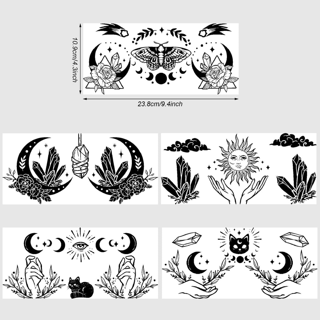 5 Sheets Simple Cartoon UV DTF Glass Cup Wrap Transfer Stickers, DTF Transfer Stickers, Waterproof Wipe Transfer Stickers For 16 Ounces Glass, Cups, Crafts