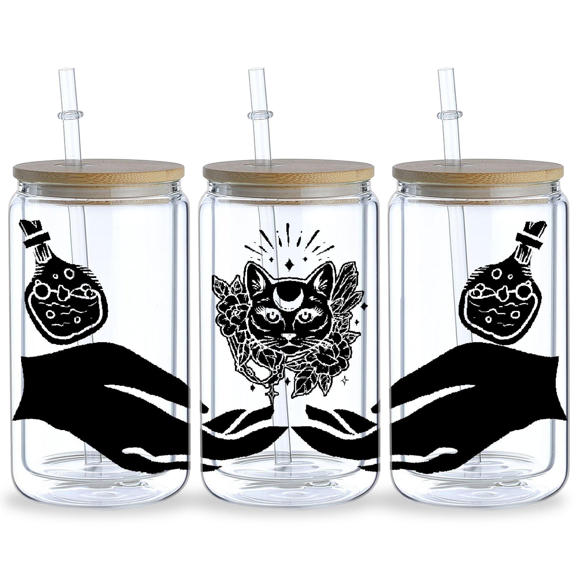 5 sheets Magic Cat UV DTF Cup Stickers, Glass Cup DTF Transfer Stickers, Waterproof Wipeable Transfer Paper for 16oz Glass Cups, Mugs, Crafts, Furniture