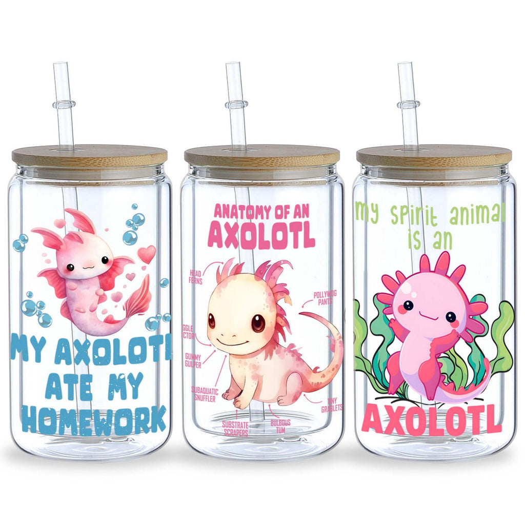 5 Sheet Salamander UV DTF Cup Holder 16 oz, Fun Salamander DTF Cup Holder Transfer Glass, Water Bottle Waterproof Decal, Friction Transfer Sticker, Furniture Crafts