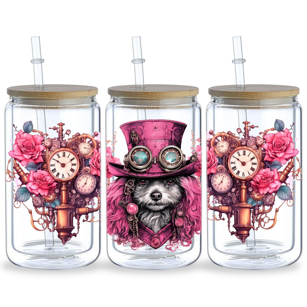 5 Sheets Steampunk UV DTF Cup Wrap,Sport DTF Transfer Stickers for Glass Cup,Waterproof funny Punk animal Rub on Transfers for 16 oz Glass,Mugs,Crafts,Furnitures