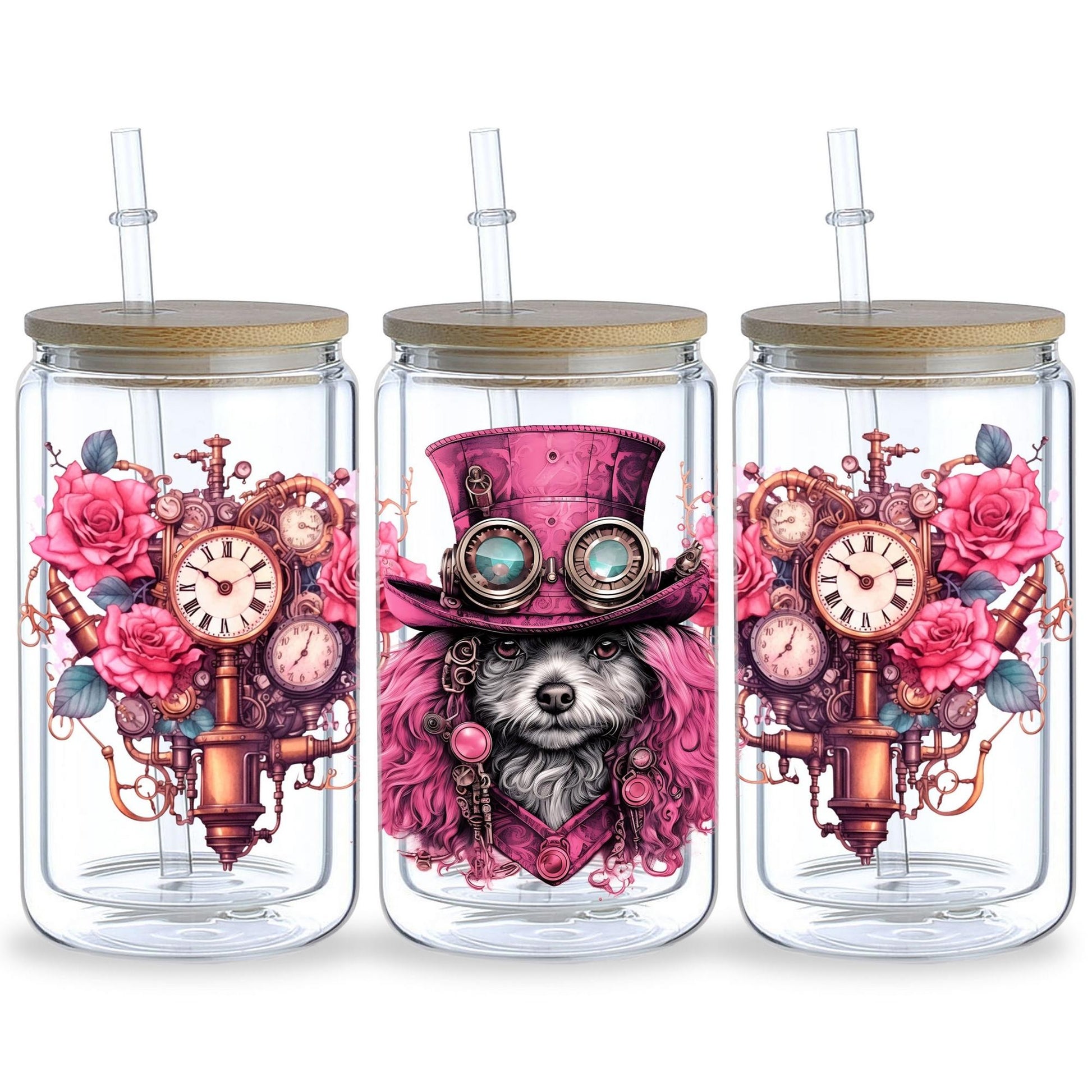 5 Sheets Steampunk UV DTF Cup Wrap,Sport DTF Transfer Stickers for Glass Cup,Waterproof funny Punk animal Rub on Transfers for 16 oz Glass,Mugs,Crafts,Furnitures
