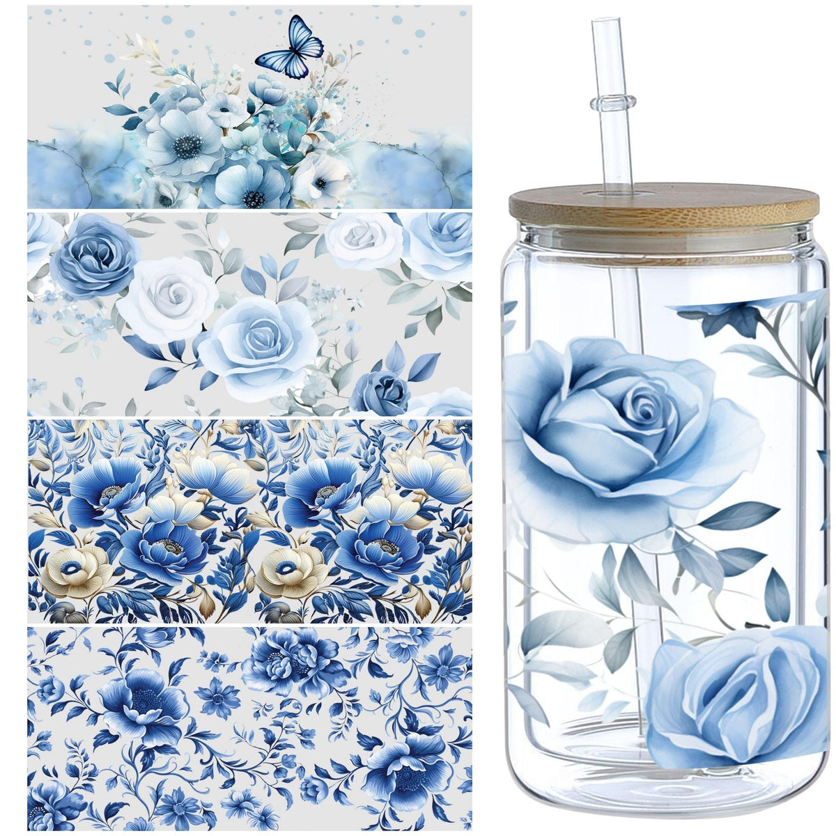 5 sheet of plant UV transfer waterproof self-adhesive stickers for mugs water bottlesng, 3d crystal labels waterproof and scratch-proof, DIY packaging transfer stickers glass cup stickers bottle stickers, no Dry adhesive stickers- high quality