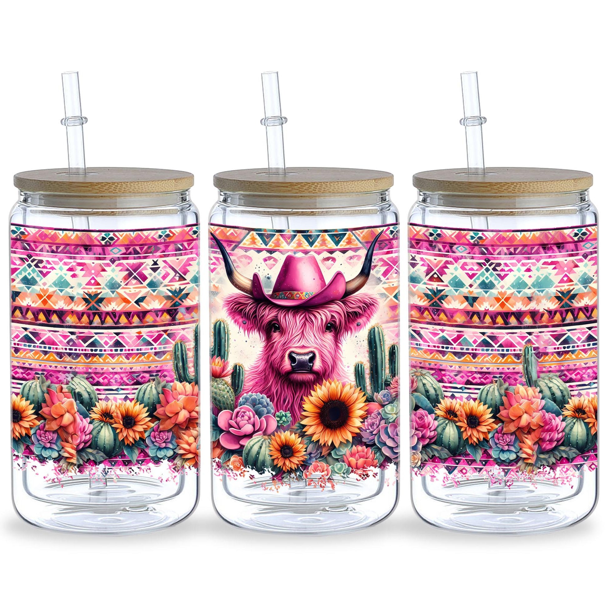 5 Sheets Aztec Animals Western Cactus DTF Cup Stickers, Glass Cup DTF Transfer Stickers, Waterproof Wipeable Transfer Paper for 16 Ounces Glass Cups, Mugs, Crafts, Furniture