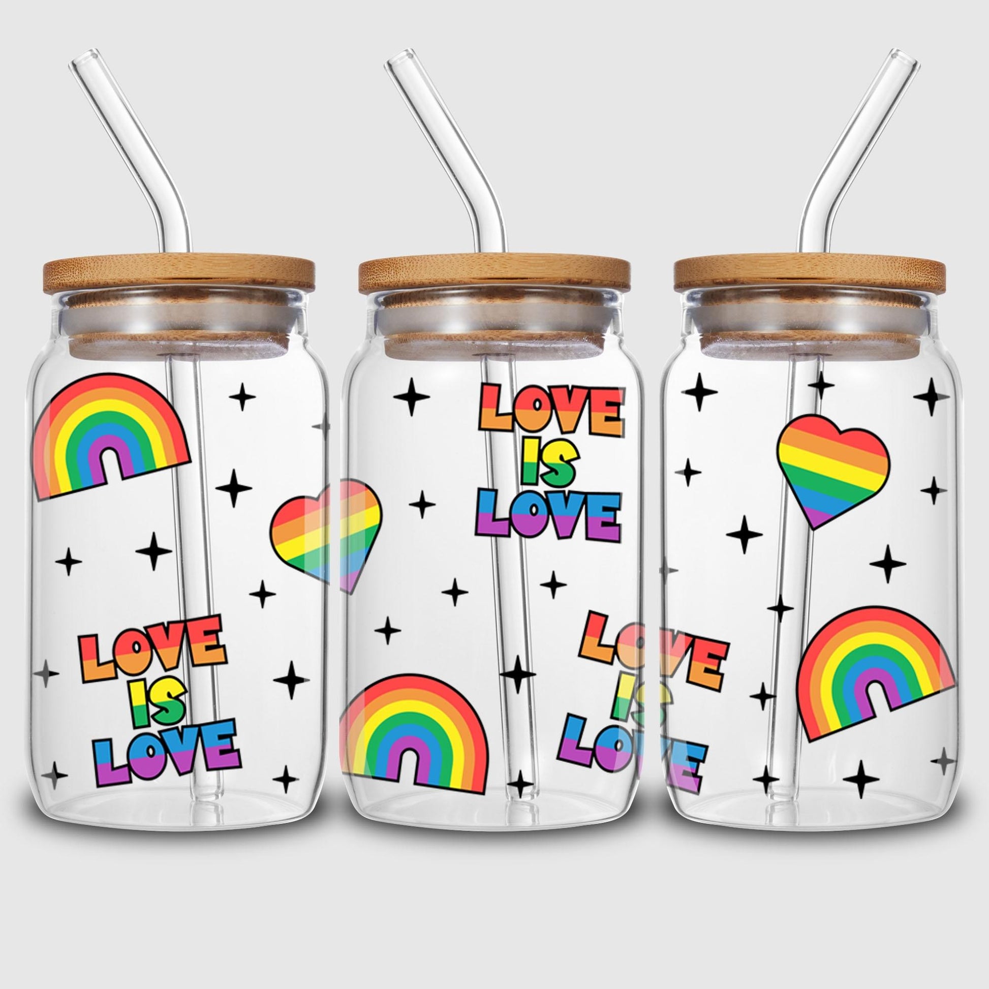 5 sheets love UV DTF cup stickers, glass sports DTF transfer stickers, waterproof LGBT wipe transfer paper for 16 oz glass, mugs, crafts, furniture