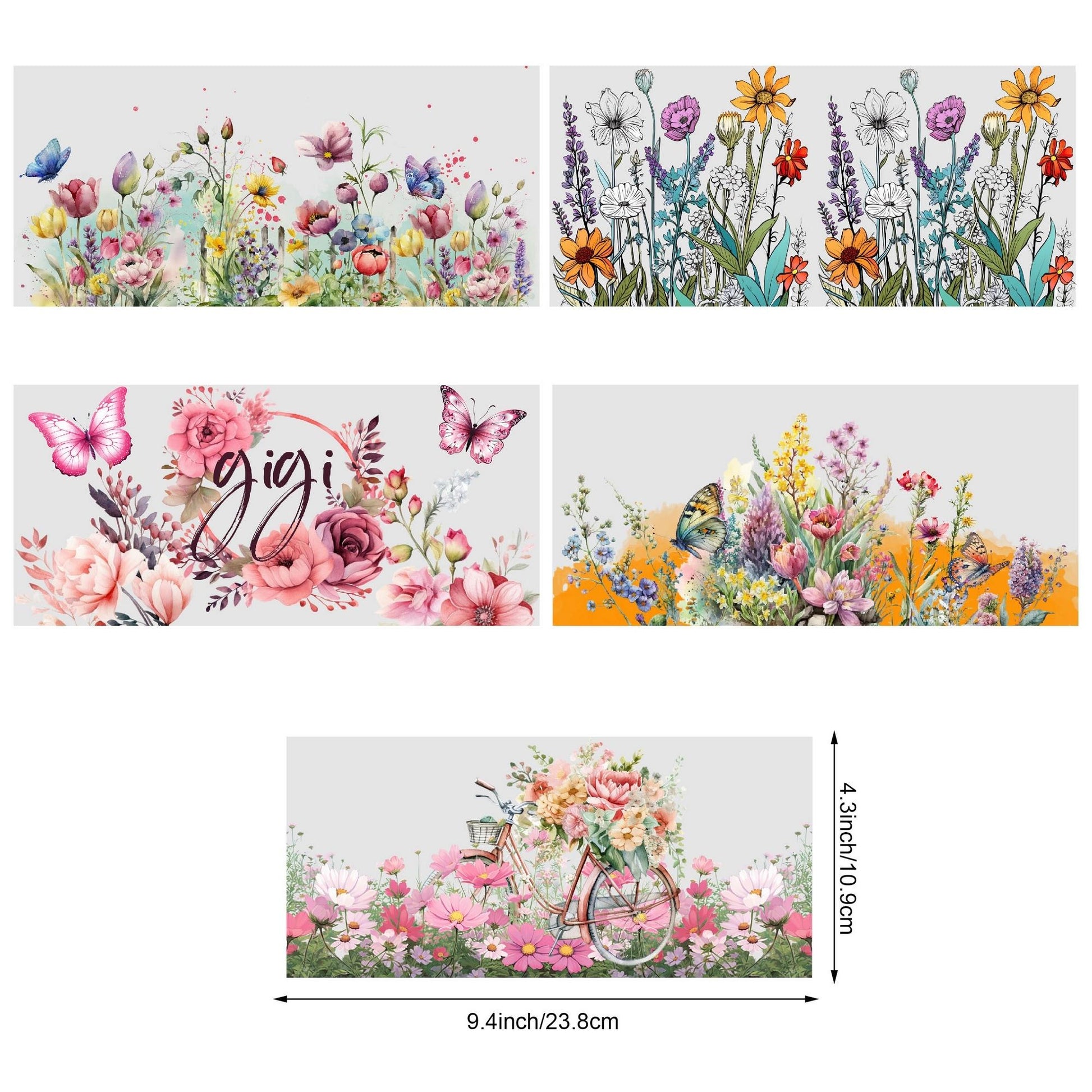 5 sheets of plant UV transfer waterproof self-adhesive stickers for mugs water bottles, DTF transfer stickers for 16 oz glass jar packaging, 3d crystal labels waterproof and scratch-resistant, DIY packaging transfer stickers glass cup stickers bottle