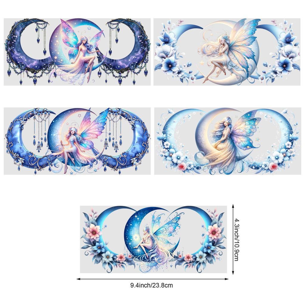 5 Sheets Butterfly UV DTF Cup Stickers, DTF Friction Transfer Stickers, Waterproof Transfer Stickers For 16oz Glass Cups, DIY, Furniture, Crafts