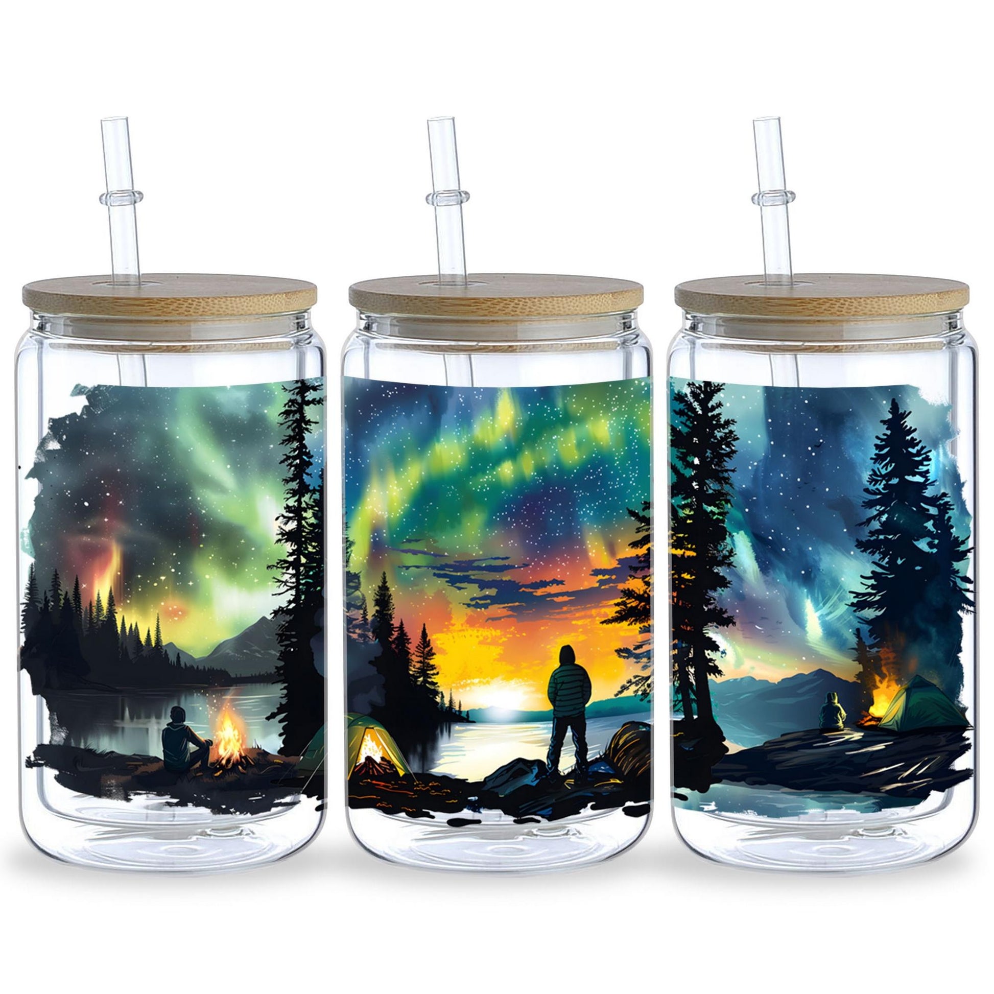 5 sheets Summer Sunset UV DTF cup packaging for 16oz glass cup, waterproof UV DTF stickers for 16oz glass cup, DIY, furniture, crafts