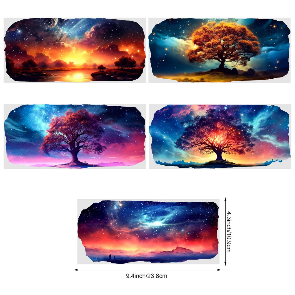 5 sheets Summer Sunset UV DTF cup packaging for 16oz glass cup, waterproof UV DTF stickers for 16oz glass cup, DIY, furniture, crafts